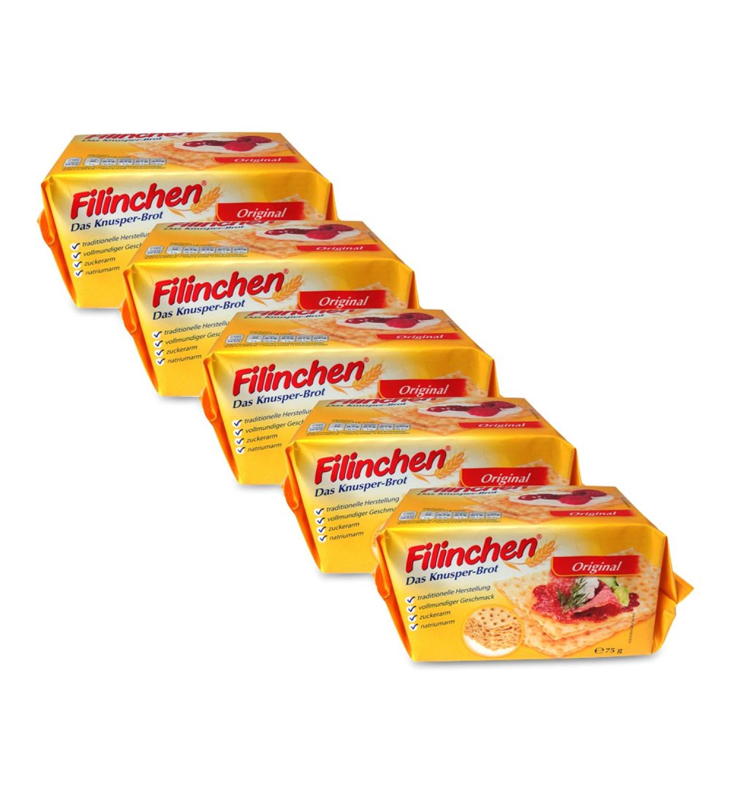 Buy Filinchen The Crunchy Bread Original - Low Sugar & Sodium | 5-Pack (75g Each) - Buy Online on GoSupps.com