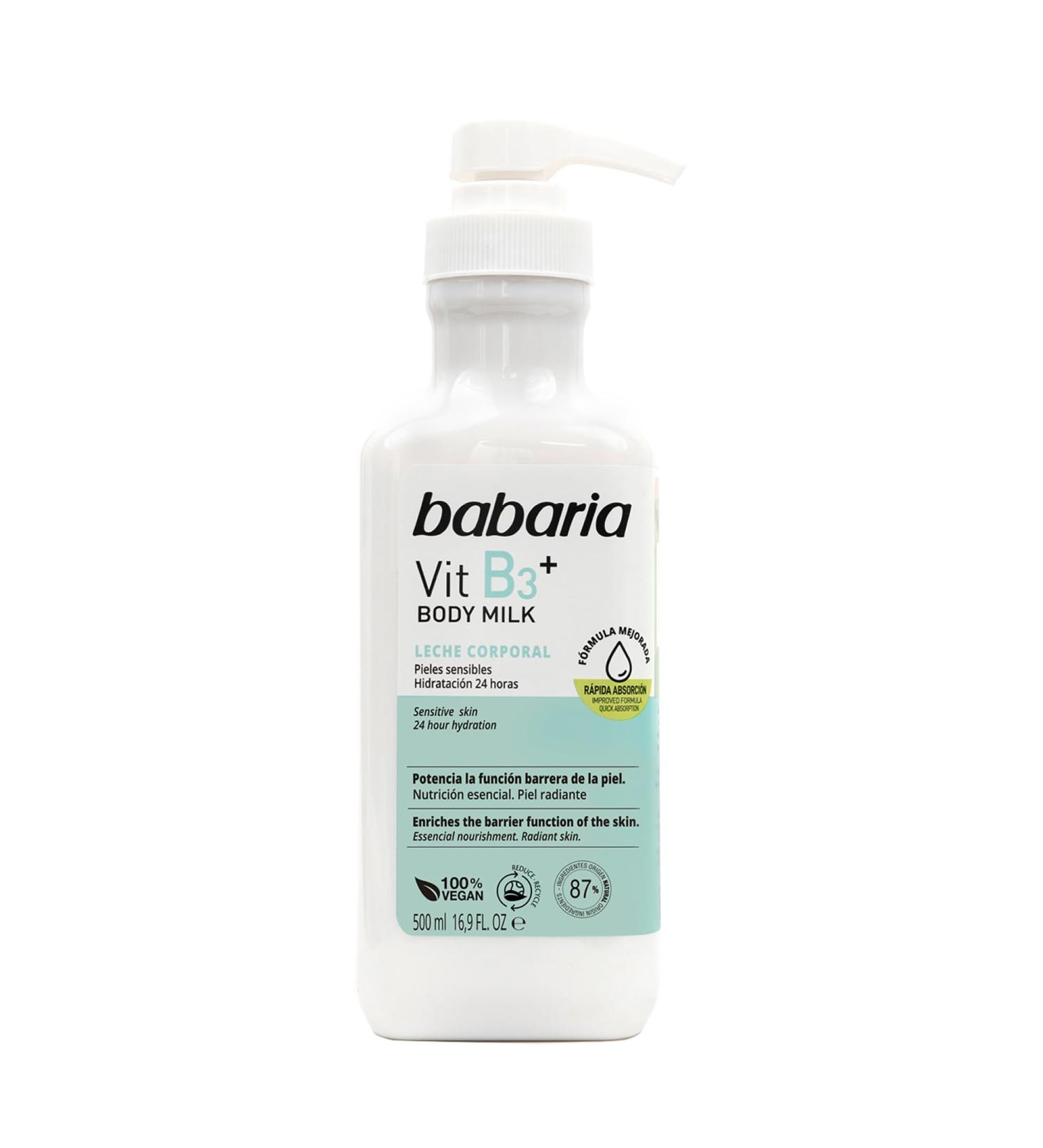 Babaria Vitamin B3 Body Milk - Nourishing Body Lotion for Sensitive Skin - Moisturizing Cream for Men & Women - 16.9 oz - Buy Online on GoSupps.com