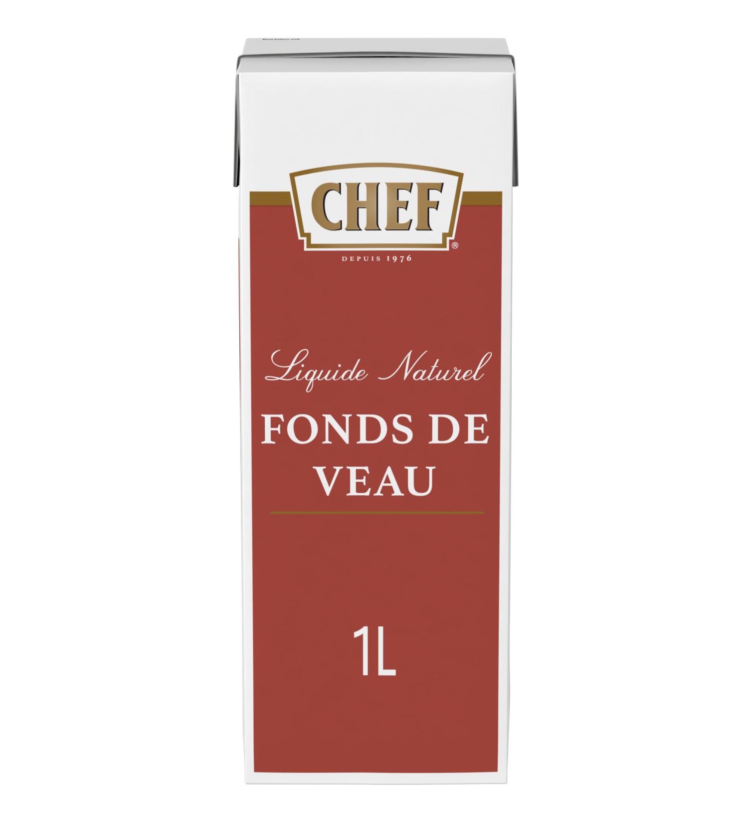 CHEF Fonds de Veau Naturel Liquide - Pr t- -l'Emploi - R alis avec 2 1 kg d Os de Veau - Ingr dients d'Origine Naturelle - Gain de Temps - Aide Culinaire Sauce Fonds Fumet - Brique de 1L - Buy Online on GoSupps.com