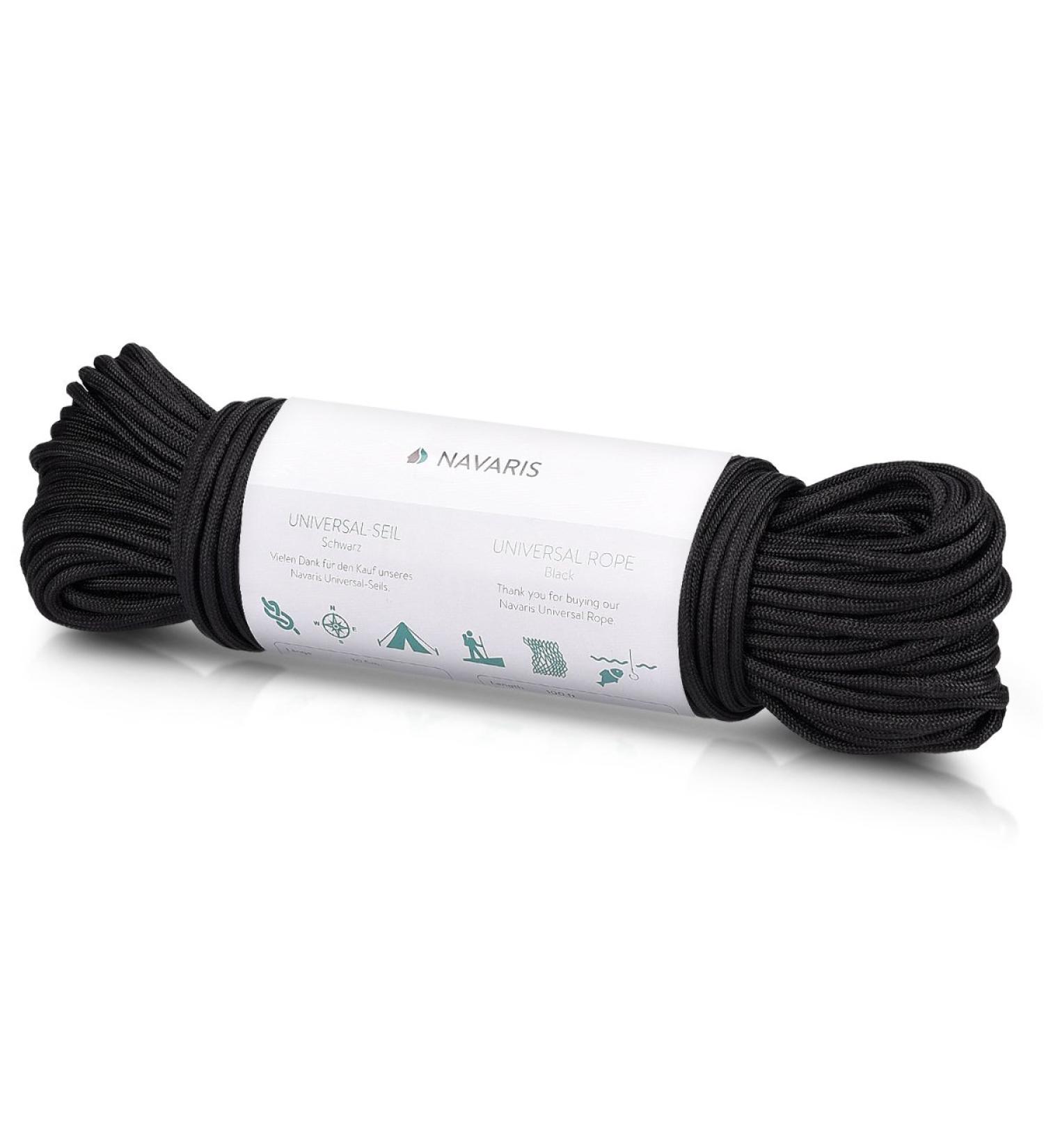 Navaris Outdoor Survival Rope - 4mm x 30.5m Tearproof Camping & Fishing Cord in Black - Versatile All-round Application - Buy Online on GoSupps.com