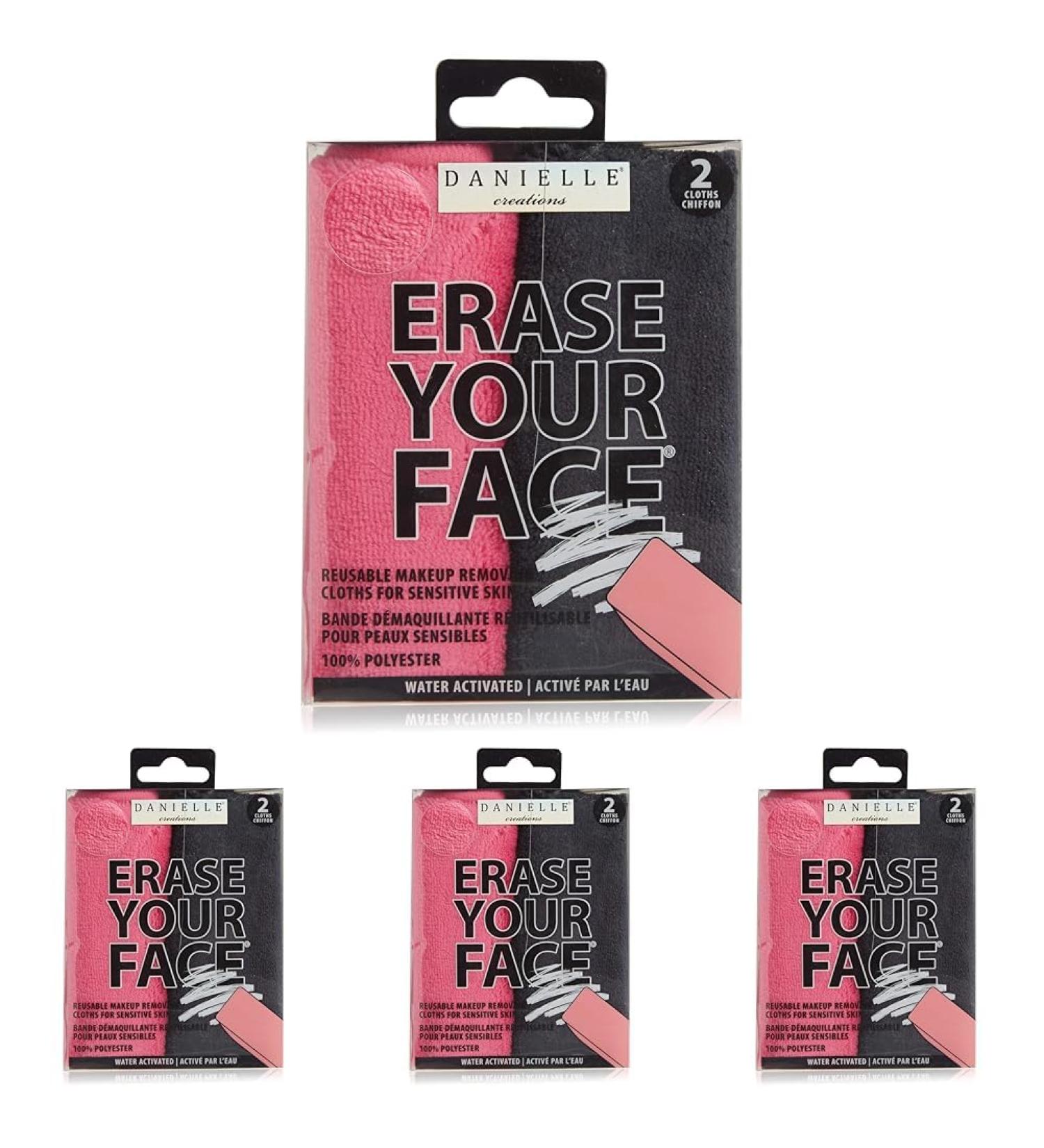 ERASE YOUR FACE Reusable Makeup Removing Cloth - 8 Pack in Pink/Black | Eco-Friendly & Gentle Cleansing - Buy Online on GoSupps.com