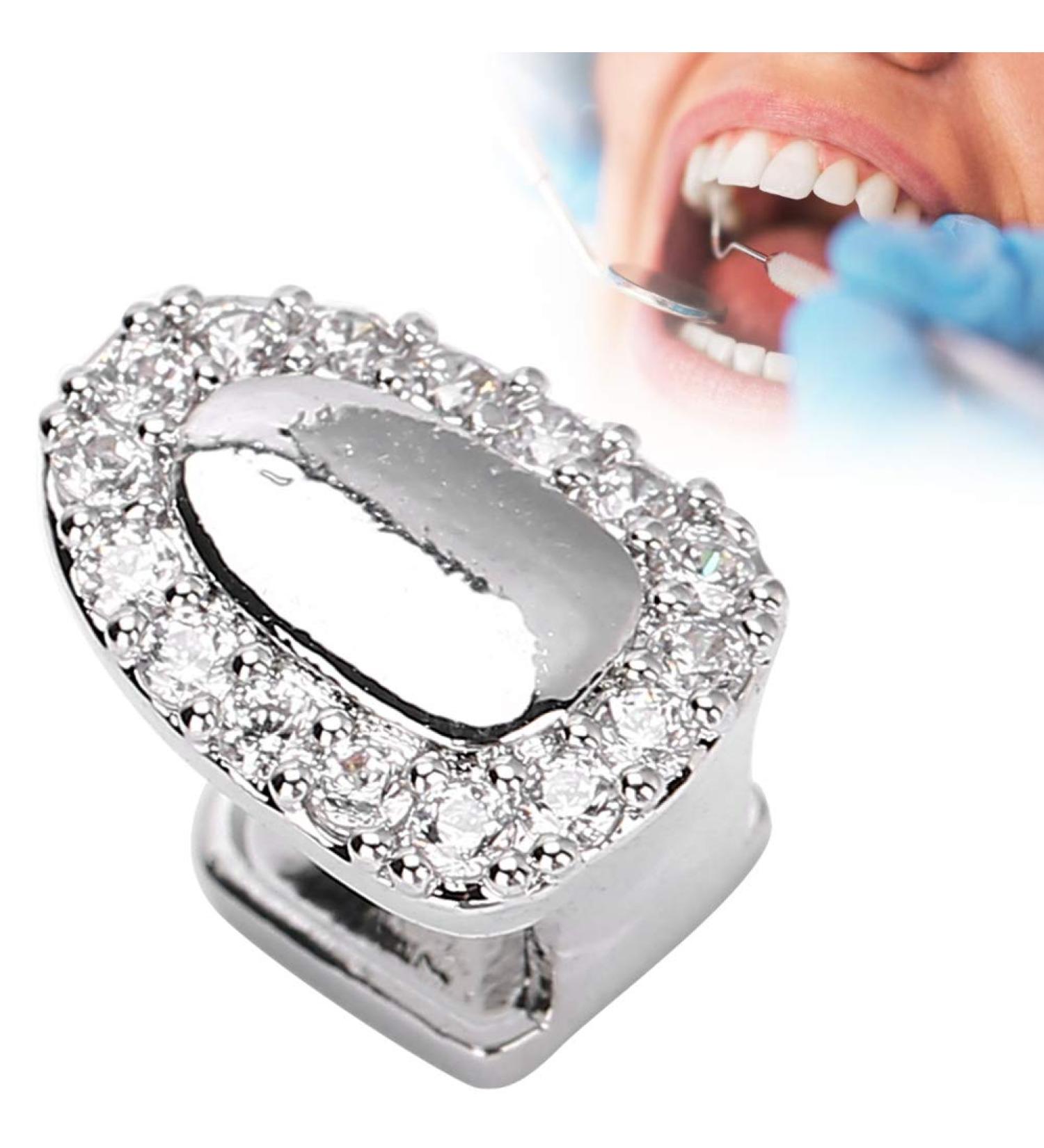 Zjchao Single Tooth Grillz - Stylish Hip Hop Teeth Decoration for Halloween Parties - Gorgeous Silver and Red Accessory - Buy Online on GoSupps.com