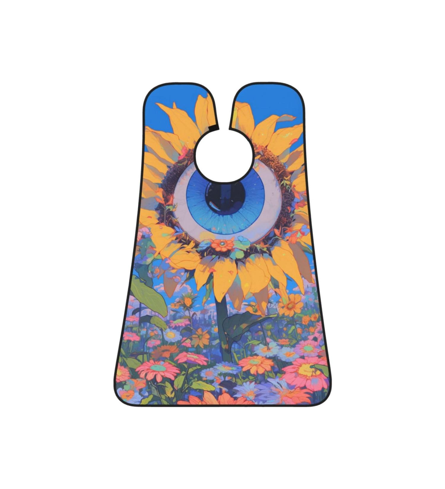 Sunflowers with Eyeballs Beard Bib Apron | Non-Stick Men's Hair Catcher | Unique Shaving Gift for Men - One Size Black - Buy Online on GoSupps.com