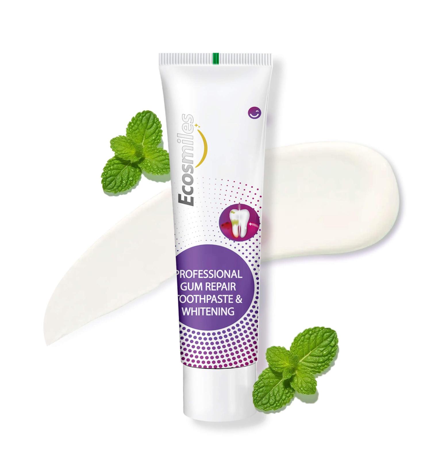 Ecosmiles Hydroxyapatite Toothpaste for Gum Health - Fluoride Free Formula Reduces Bleeding Gums & Gingivitis Repairs Enamel Whitens Teeth Soothes Sensitivity SLS Free Plaque Remover Mint 3.52oz - Buy Online on GoSupps.com