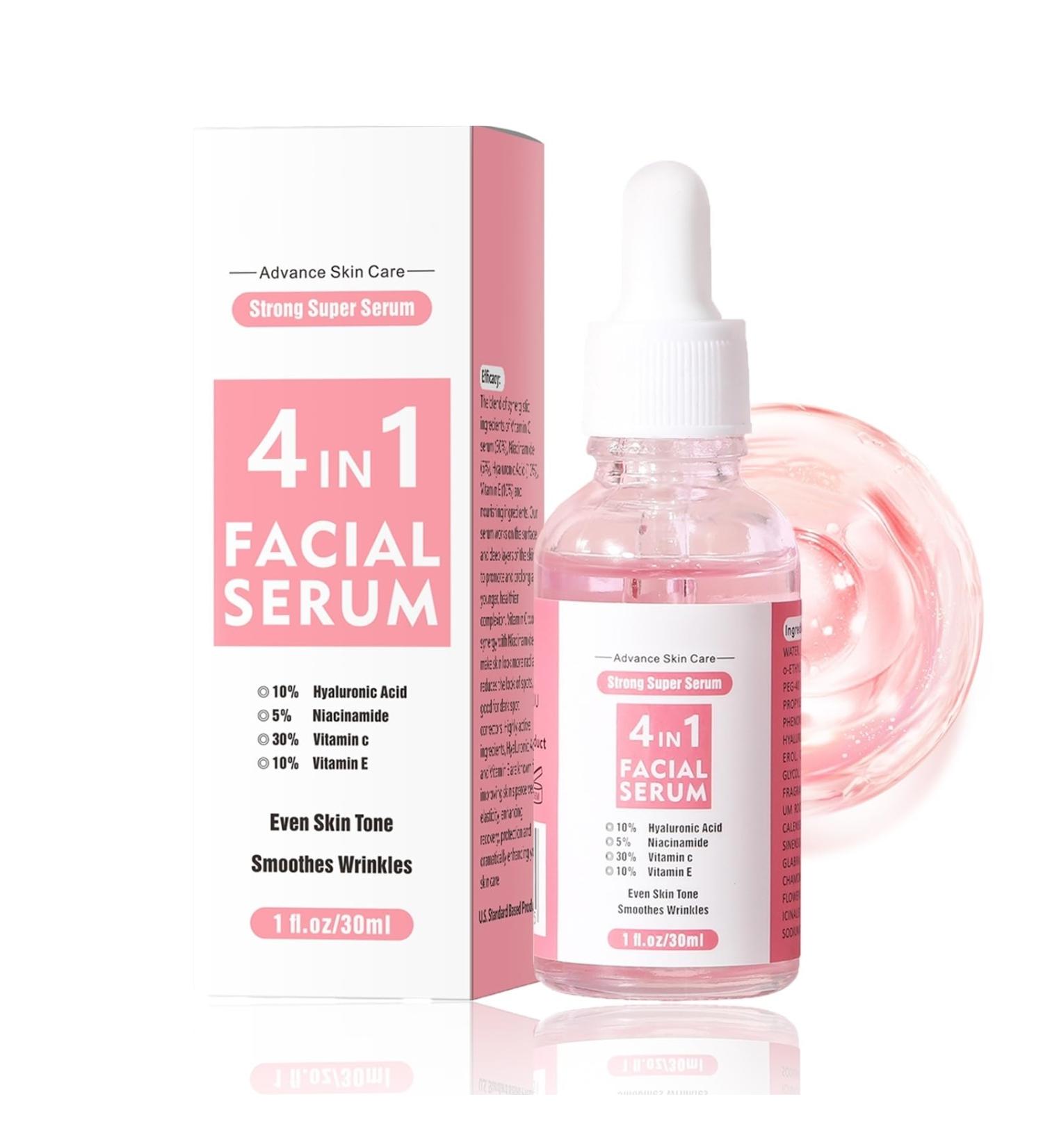 4 In 1 Face Serum for Women - Niacinamide Serum - Hyaluronic Acid Serum for Face - Vitamin C Serum for Face - Face Serum Skin Care - Deeply Hydrating Face Serum - Calming & Soothing Serum Face - Buy Online on GoSupps.com