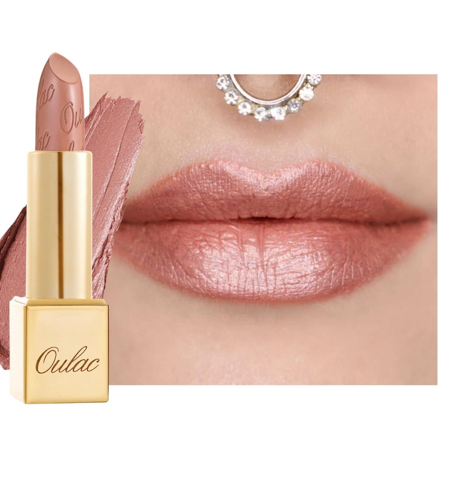 Oulac Metallic Gloss Lipstick - Long-Lasting Moisturizing Vegan - (07) Pure Envy Metallic Peachy Nude - 4.3g - International Shipping Available - Buy Online on GoSupps.com