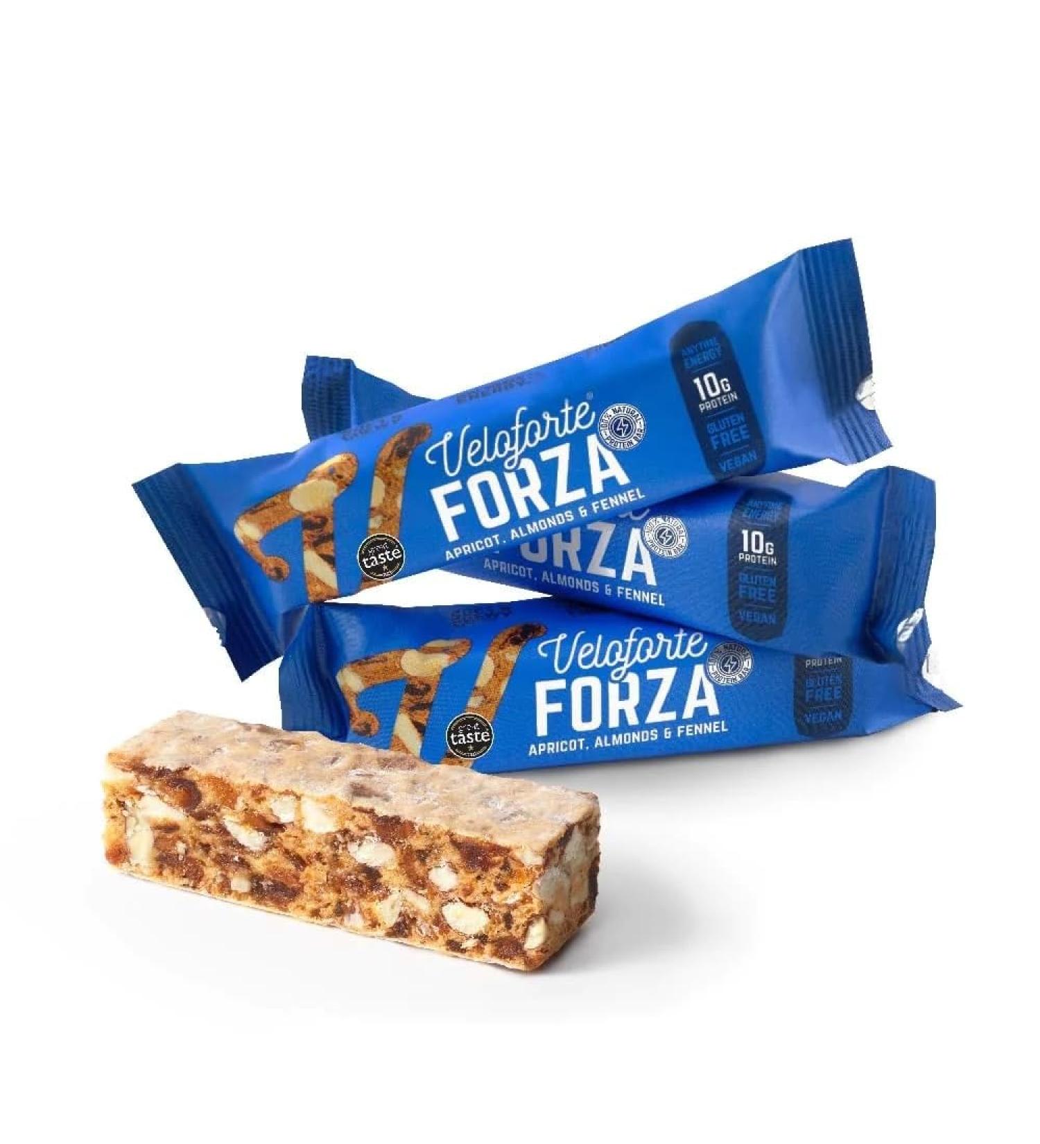 Veloforte Forza Protein Bar - Apricots & Almonds | 10g Complete Protein | Healthy 100% Natural Sports Performance | Dairy-Free & Gluten-Free | Vegetarian | 9 Bars - Buy Online on GoSupps.com