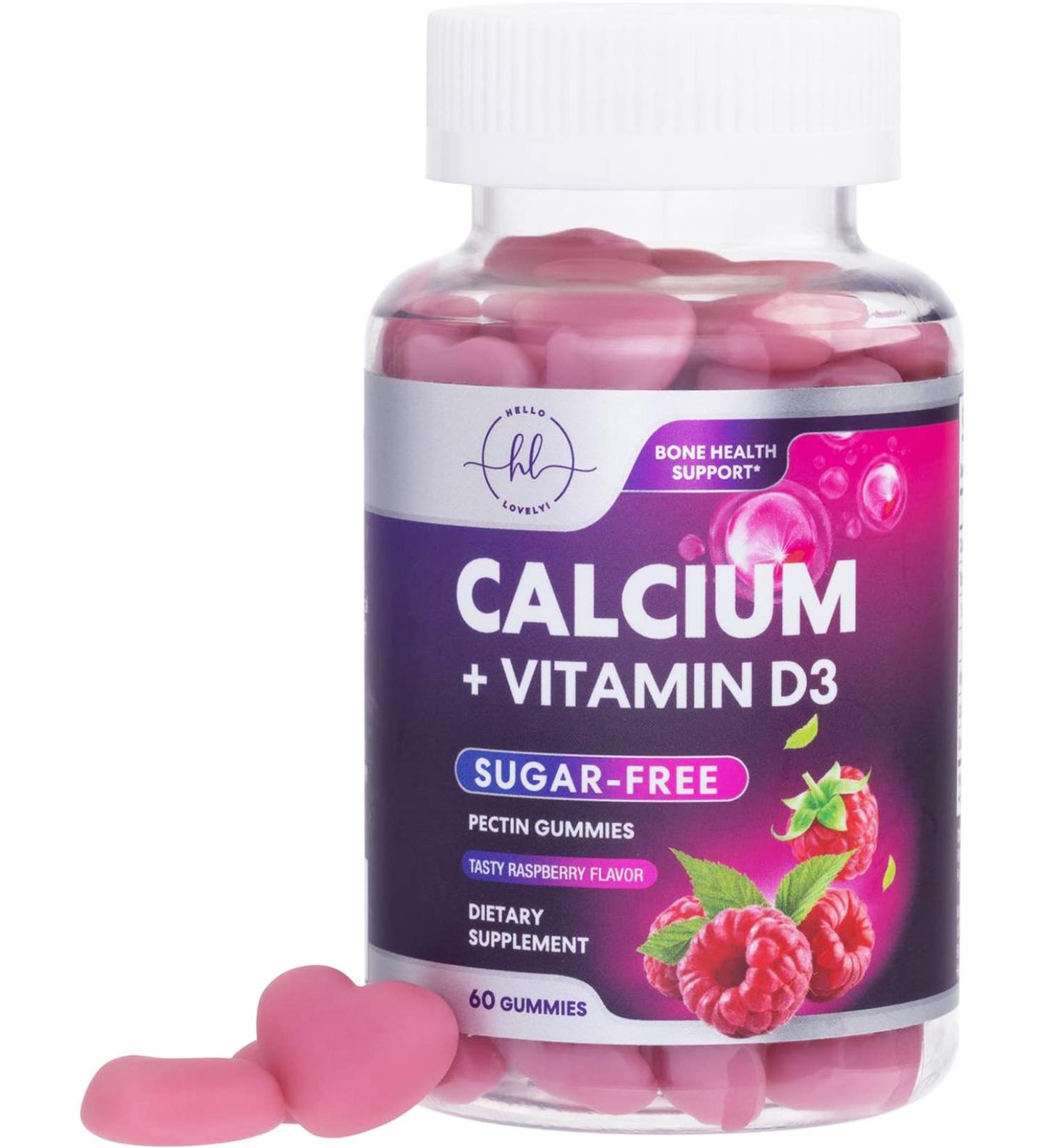 Premium Sugar-Free Calcium Gummies with Vitamin D3 for Bone Health - 60 Berry Flavor Chews - Buy Online on GoSupps.com