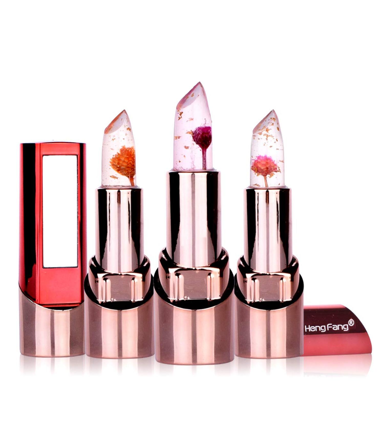 3Pcs Flower Crystal Jelly Color-Changing Lipstick Set - Long-Lasting, Moisturizing, Nutritious Lip Balm - H9302x3 - Buy Online on GoSupps.com