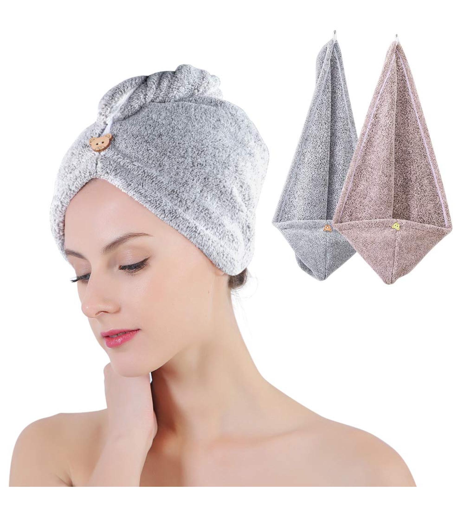 DIAOCARE Hair Turban 2 Pack Bamboo Carbon Fiber Towel for All Hair Types Quick Drying Lightweight & Stylish - Buy Online on GoSupps.com