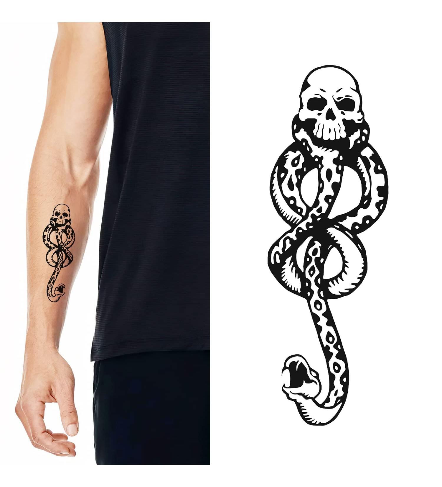 Zayvor Halloween Death Eater Tattoo Set - Mamba Skull Snake Temporary Mark for Adult & Kids Costume - 8 Large and 12 Small Tattoos Included - Buy Online on GoSupps.com