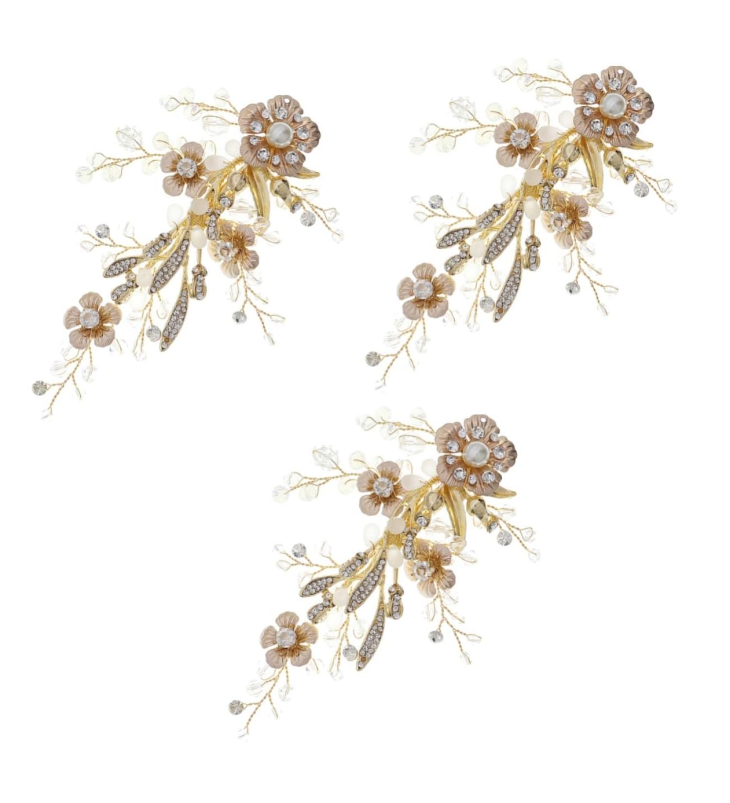 FRCOLOR Wedding wedding zircon Miss side clip headgear pearl pearl clips for hair hair clips Mori Department hair barrettes bridal hairpin crystal Crystal - Buy Online on GoSupps.com