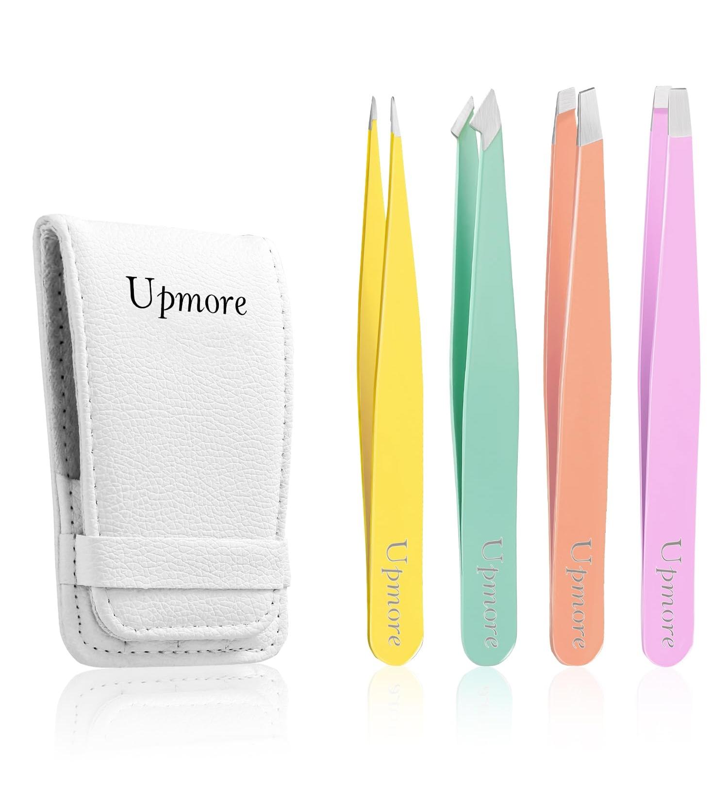 Upmore 4x Colored Stainless Steel Tweezers Set - Eyebrow Tweezers & Scissors for Precision Grooming - Buy Online on GoSupps.com