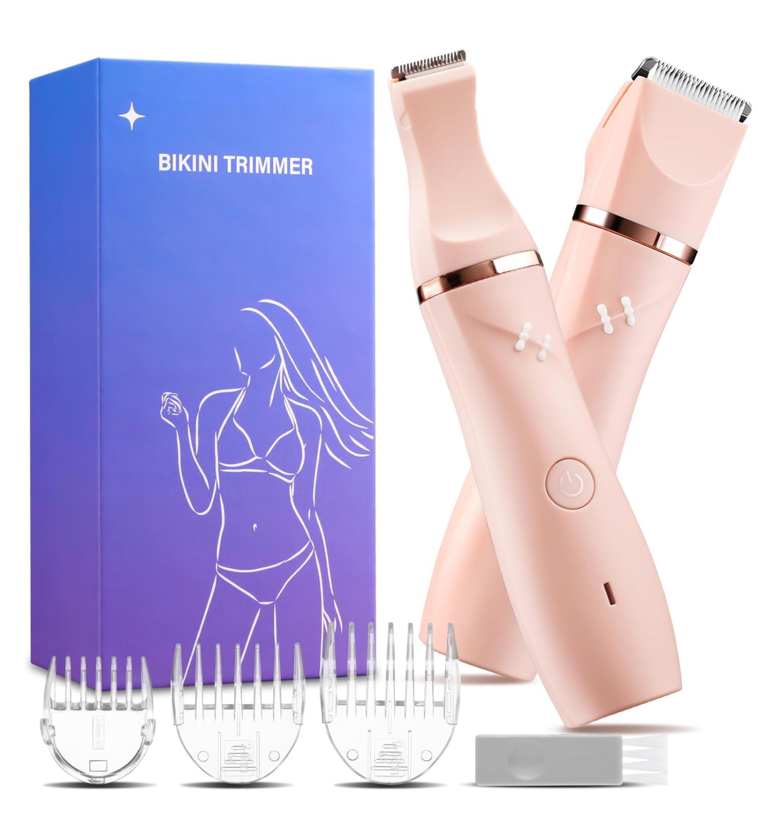 Beaulush 2-in-1 Bikini Trimmer & Electric Razor for Women - IPX7 Waterproof Wet/Dry Shaver in Pink - Buy Online on GoSupps.com