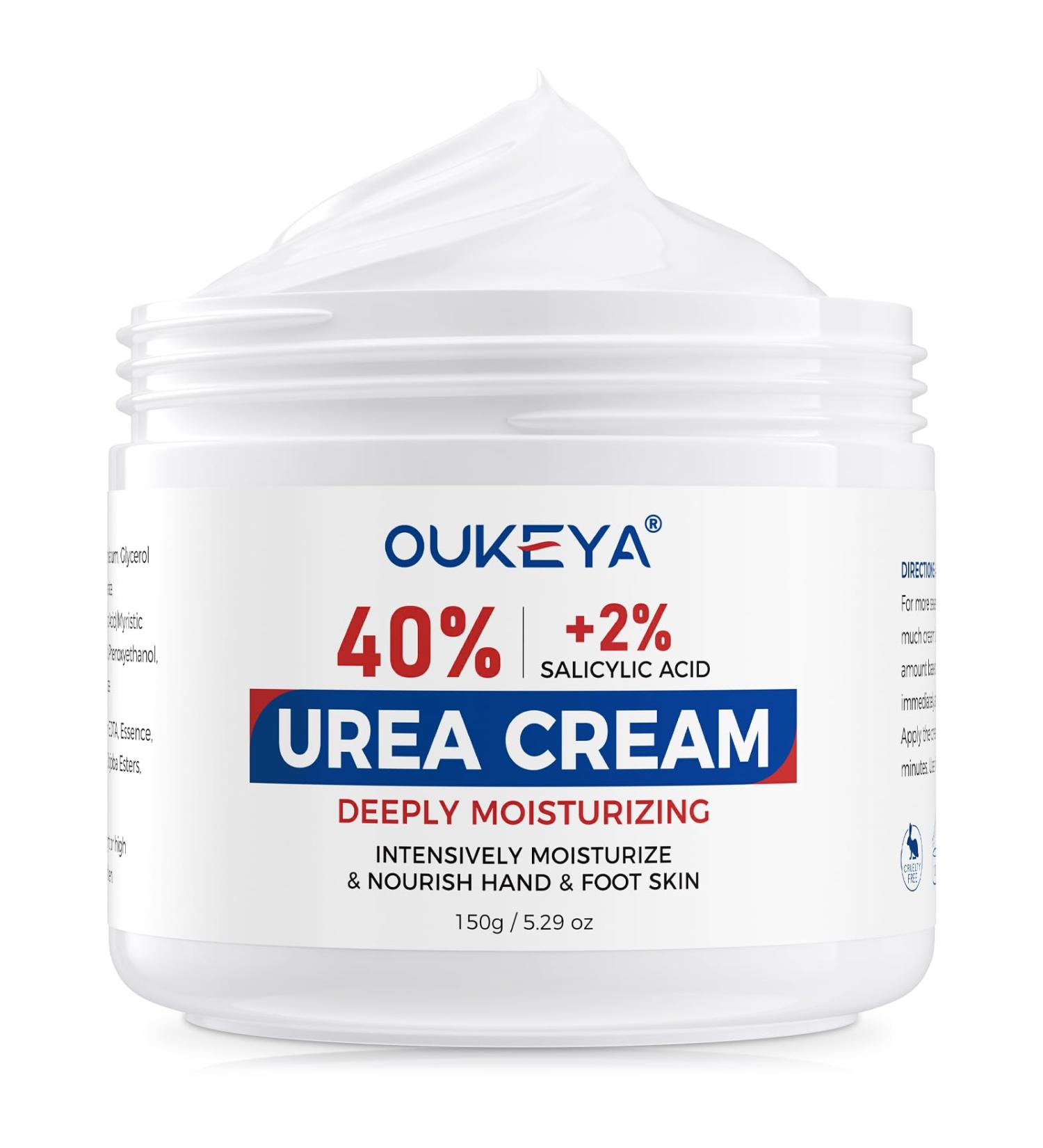 OUKEYA Cr me d'Ur e Nouvelle Formule 40% Ur e Cr me Pieds et Mains pour Talons Crevass s et Peau S che Hydratante R paratrice Soin Anti-Callosit s NEW FORMULA Urea Cream 40% Cr me d'Ur e 40 + 2 SA - Buy Online on GoSupps.com