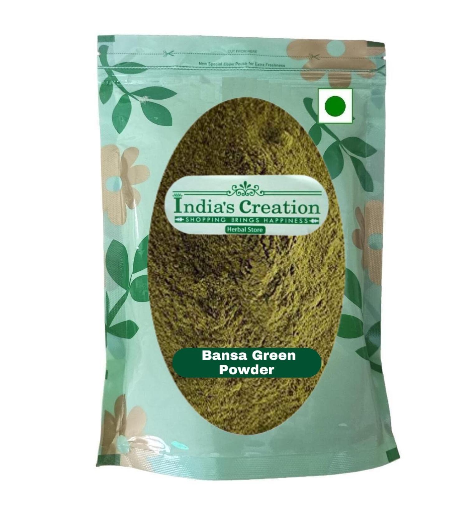 India's Creation Bansa Green Powder - Adhatoda Vasaka - Raw Herbs - Vasa - Malabar Nut - Adusha - Jadi Booti - Single Herb (100g) | Pack of 1 - Buy Online on GoSupps.com
