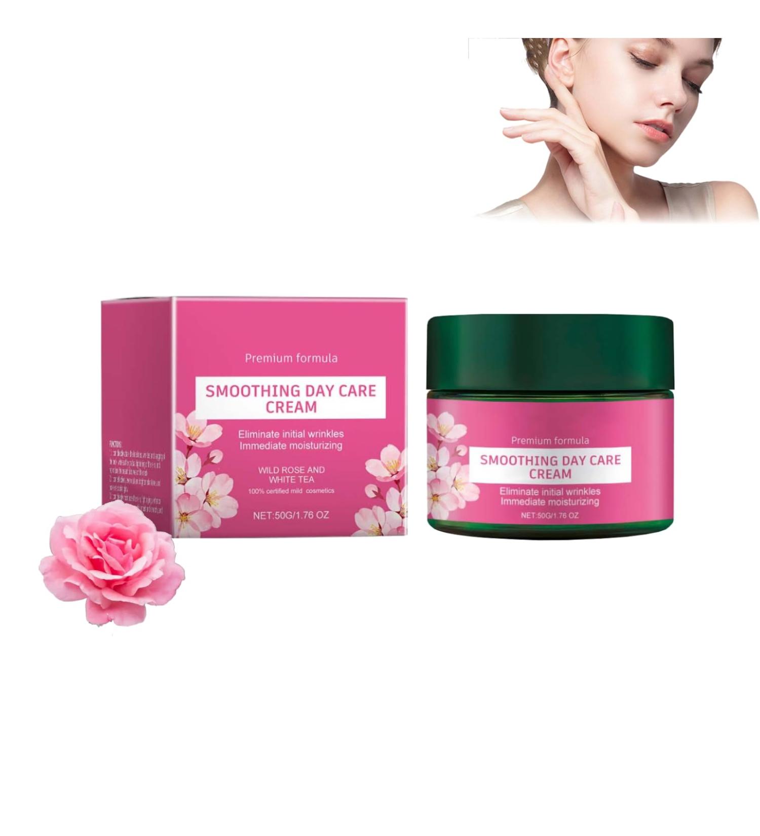 Organic Smoothing Day Cream Wild Rose & White Tea - Natural Cosmetics Natural Aging Face Cream With Age Protect Complex Reduces First Wrinkles Smoothing Day Cream Rosehip & White Tea (1) - Buy Online on GoSupps.com