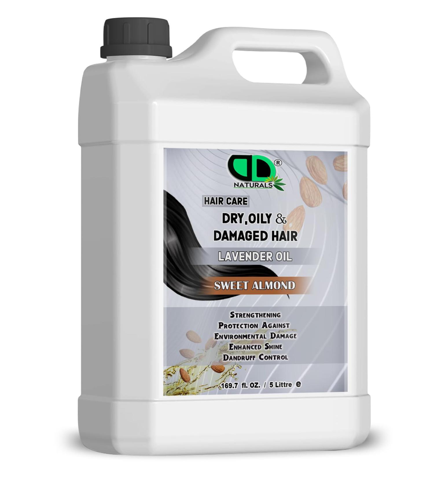 DD teck Sweet almond hair oil for dry oily and damaged hair with lavender | Prevents repairs and strengthens hair nourishes and adds natural shine (5 liters)