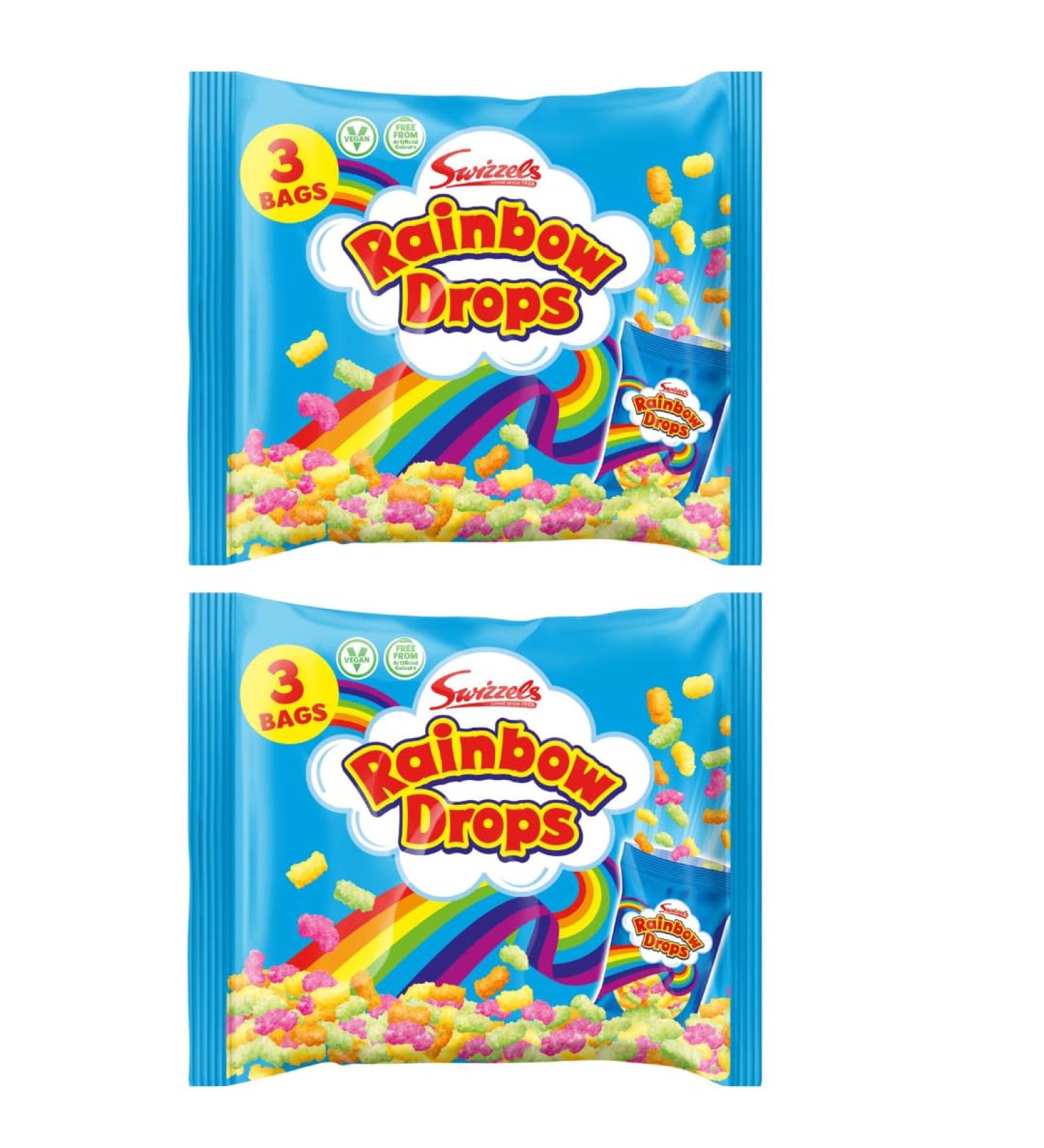 2 Pack x (3 x 96g) - Rainbow Drops Bags - Twisty And Tasty Treat Gift - A Mouthwatering Delicious Treats Sharing And Parties - Sweeten Your Season - Hundreds Of Tasty Little Sweets