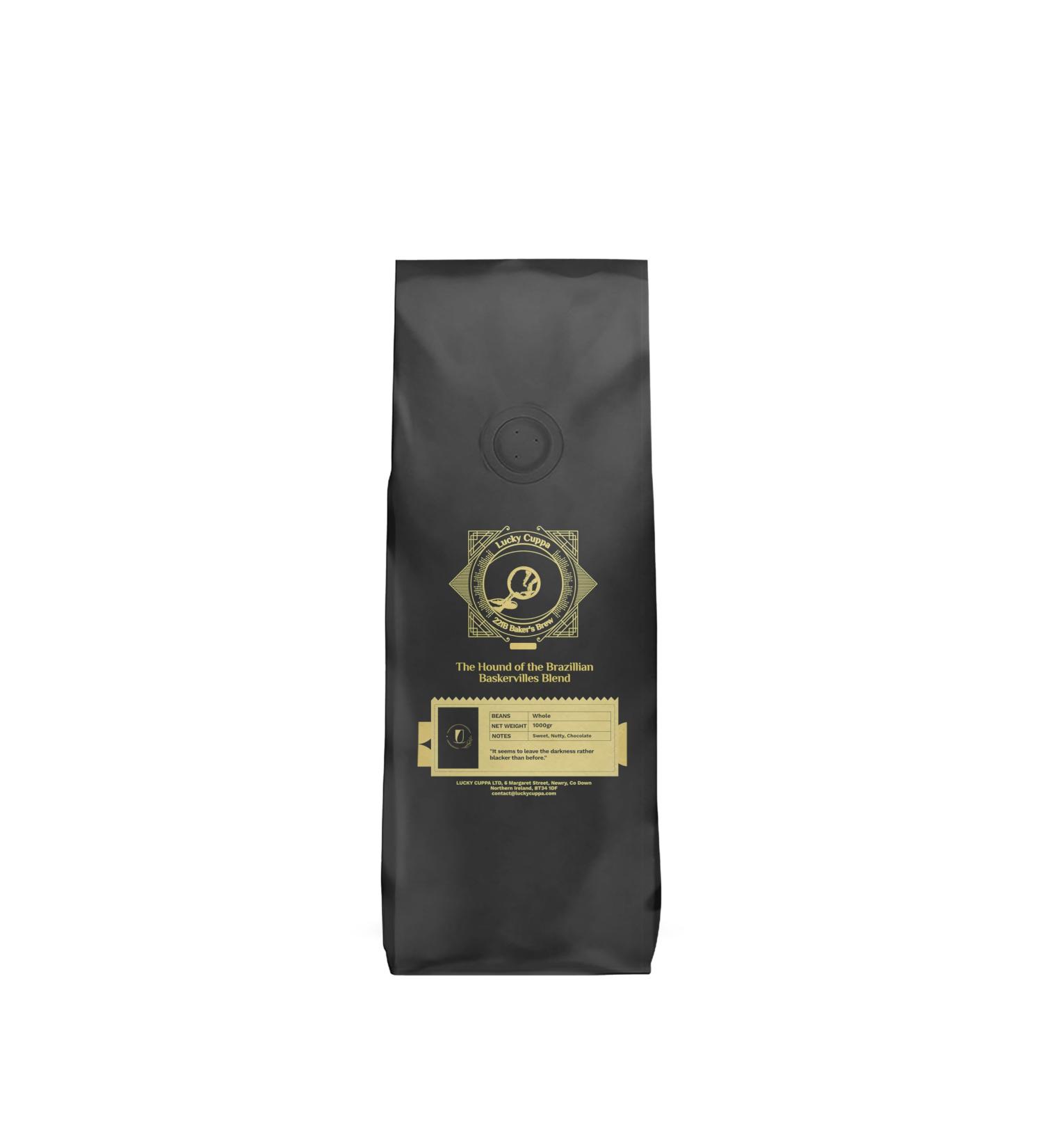 Lucky Cuppa's "221b Bakers Brew" Hound of the Brazillian Baskervilles Light Roast Coffee Blend - Brazilian Coffee Beans - Sherlock Holmes Gifts for Coffee Lovers - 1kg - Buy Online on GoSupps.com