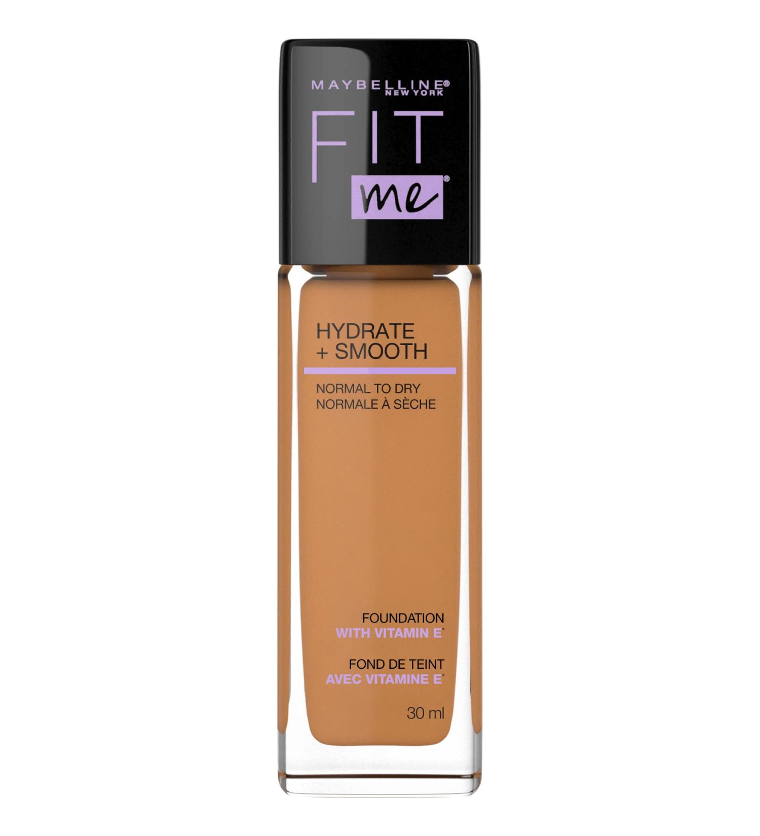 Maybelline New York Fit Me Hydrate + Smooth Foundation Natural Luminous Finish Moisturizing Medium Coverage for Normal to Dry Skin Coconut 30 ml