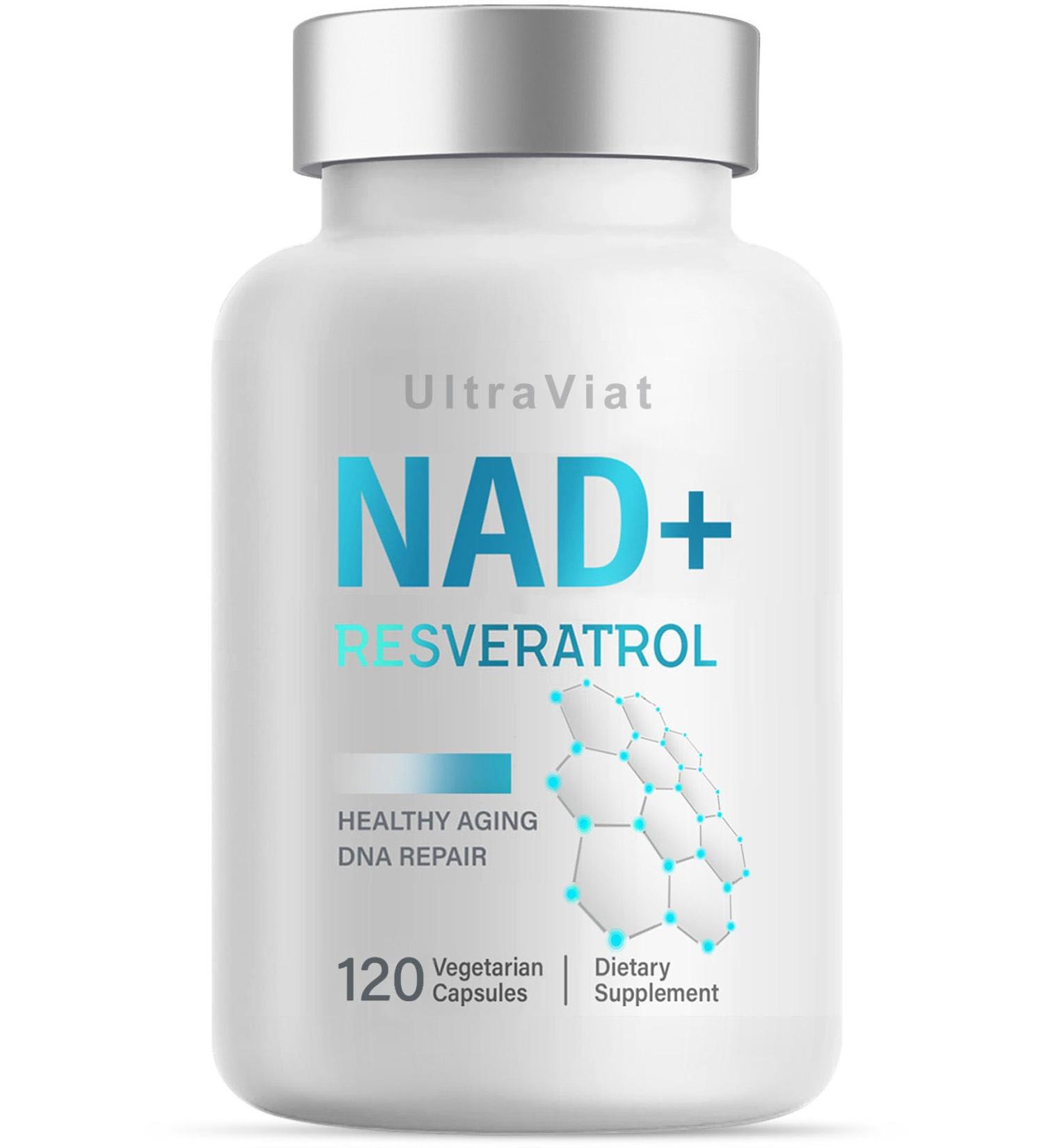 NAD+ Supplement 1000mg Premium NAD+ & Resveratrol Complex for Energy & Anti Aging - 120 Capsules 120 Count (Pack of 1) - Buy Online on GoSupps.com