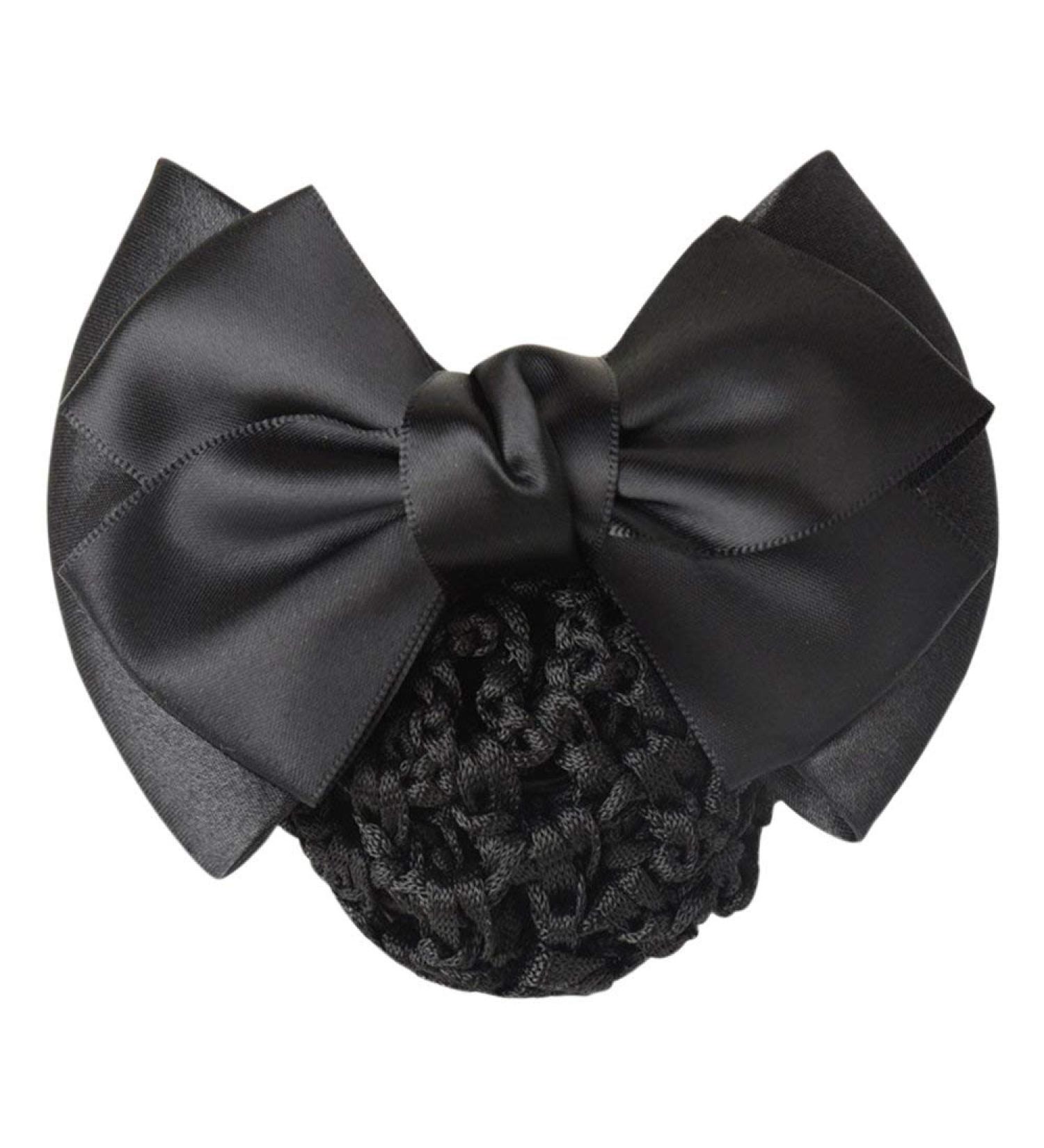 Fliyeong Women Pro Bow Barrette Hair Clip Cover Bowknot Bun Snood Hairnet Hair Accessory Practical and Popular