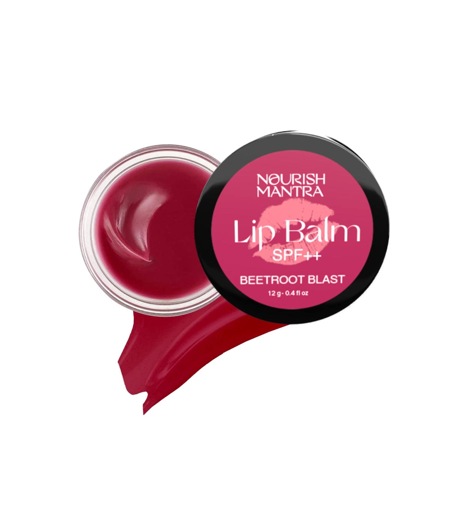 Nourish Mantra Beetroot Blast Lip Balm SPF | Moisturizing Olive Oil Shea Butter Vitamin E & Avocado Formula | Hydrates Dry & Chapped Lips | Unisex 12g (Pack of 1 - Buy Online on GoSupps.com