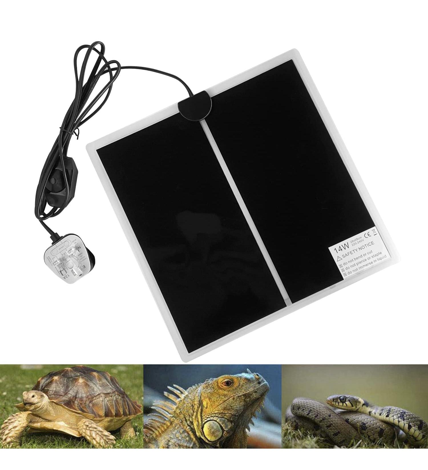PeSandy Reptile Heating Mat 14W with Temperature Adjustment - Ideal Heat Pad for Reptiles, Snakes, Lizards, and More - 11x11 inch - 1PCS - Buy Online on GoSupps.com