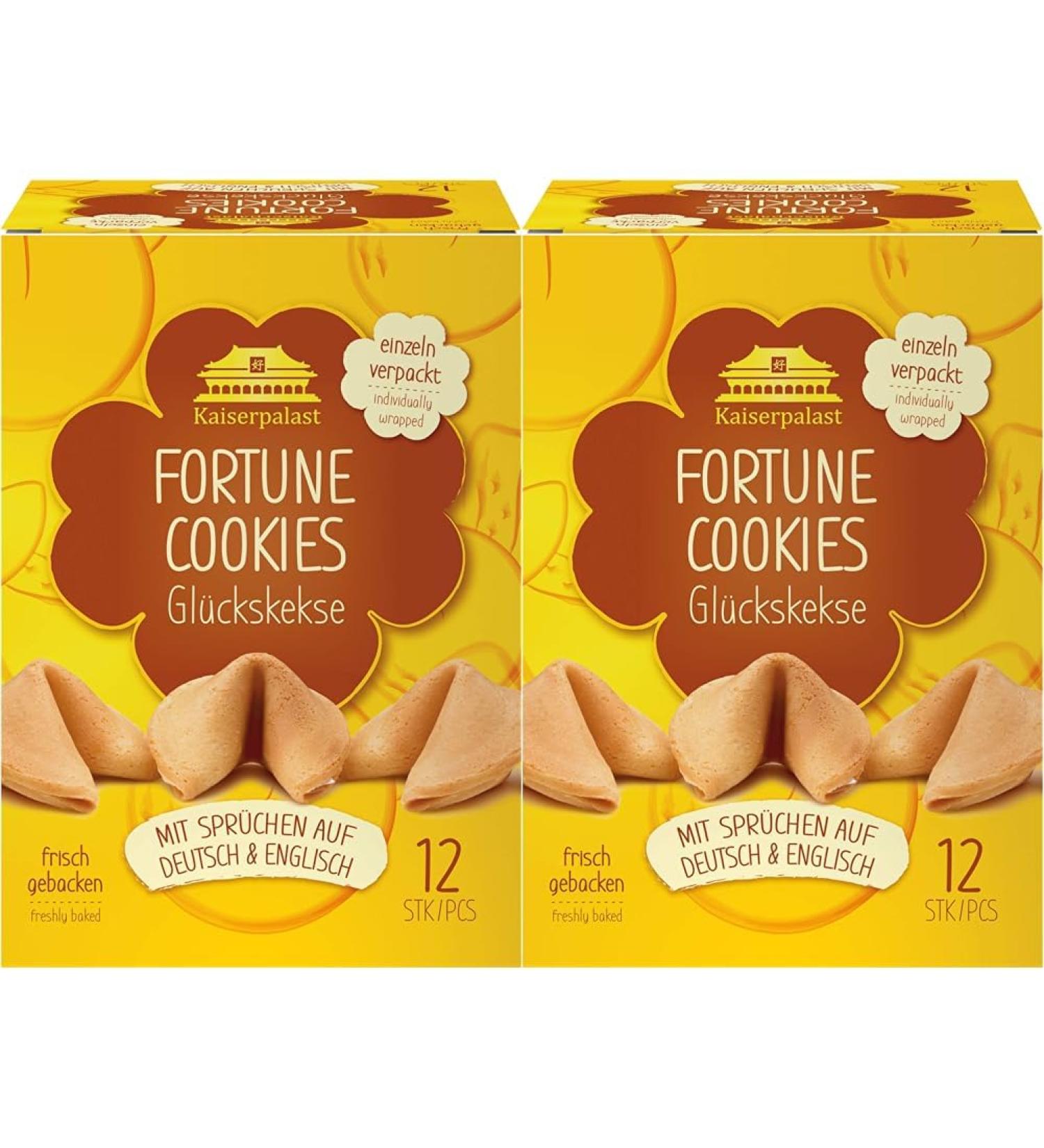 Kaiserpalast Happiness Cookies - Vegan & Halal 12 Crispy Sweet Pastries in Red Foil Individually Packaged (72g 2 Pack) - International Shipping Available - Buy Online on GoSupps.com