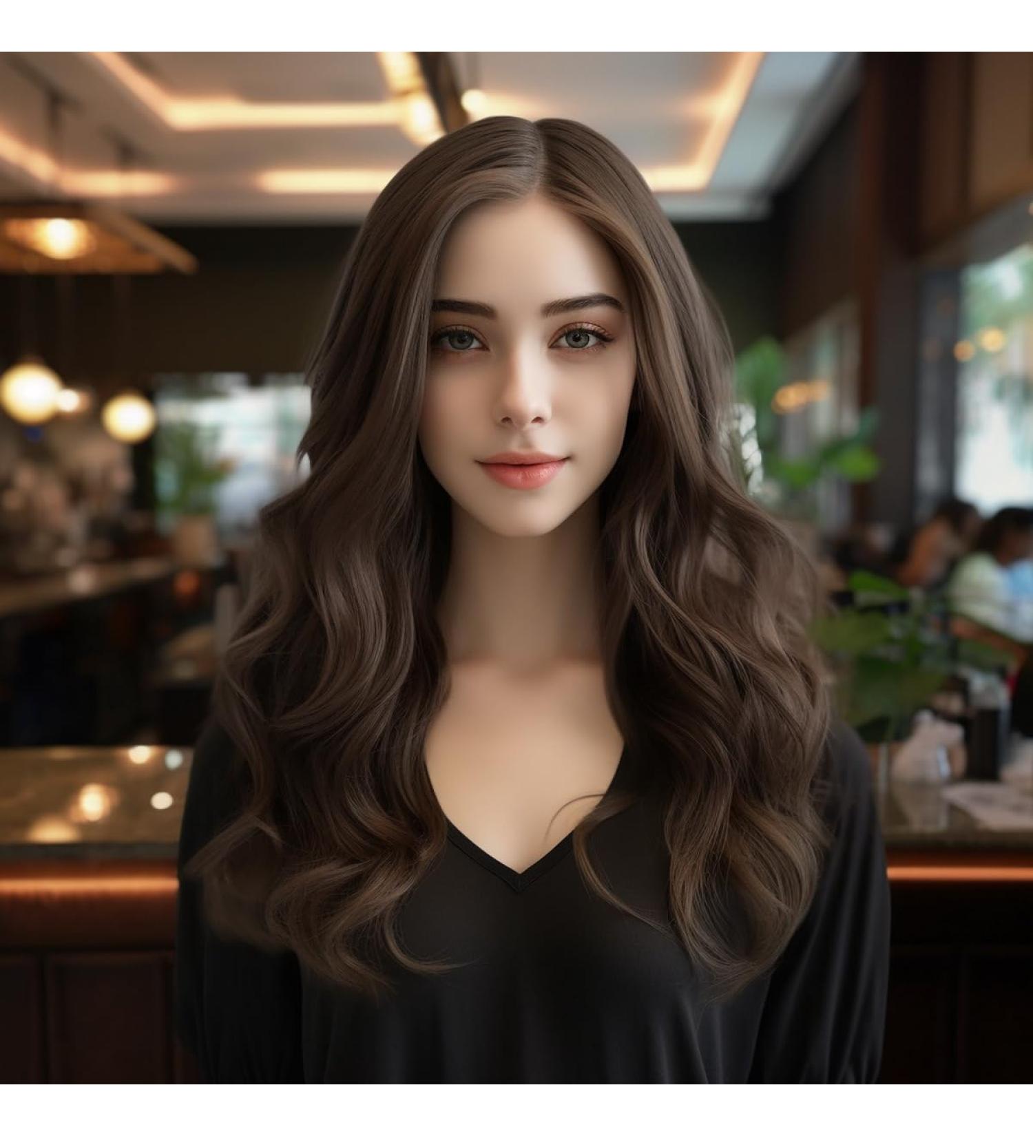 BERRYLION Long Brunette Curly Wig - Synthetic Light Brown Wigs for Black Women | Daily Wear Brown Wig - Buy Online on GoSupps.com