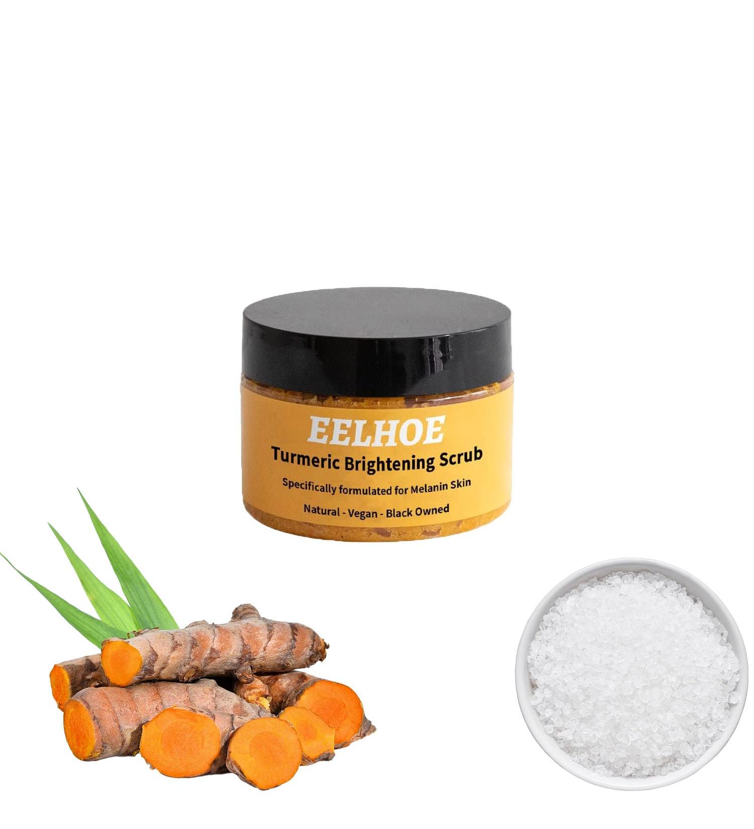 Turmeric Brightening Scrub - Natural Exfoliating Sea Salt Body Scrub for Dark Inner Thighs Bikini Area & Underarms - Smooth Melanin Skin - Buy Online on GoSupps.com