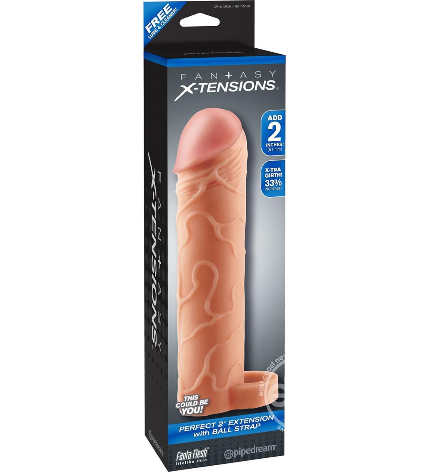 Pipedream Products Fantasy Xtensions Perfect 2 Inch Extension Sleeve With Ball Strap Flesh 8 Inch Ultra-Lifelike Fanta-Flesh Phthalate -Free - Buy Online on GoSupps.com