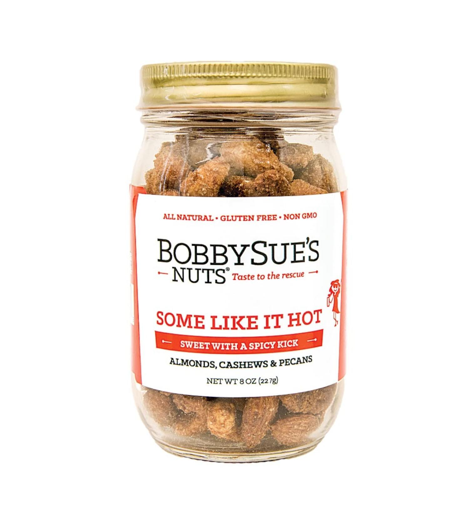 BobbySue's Some Like It Hot Style Nuts - All Natural Gourmet Savory Mix of Almonds, Cashews, Pecans (8 oz) - Buy Online on GoSupps.com