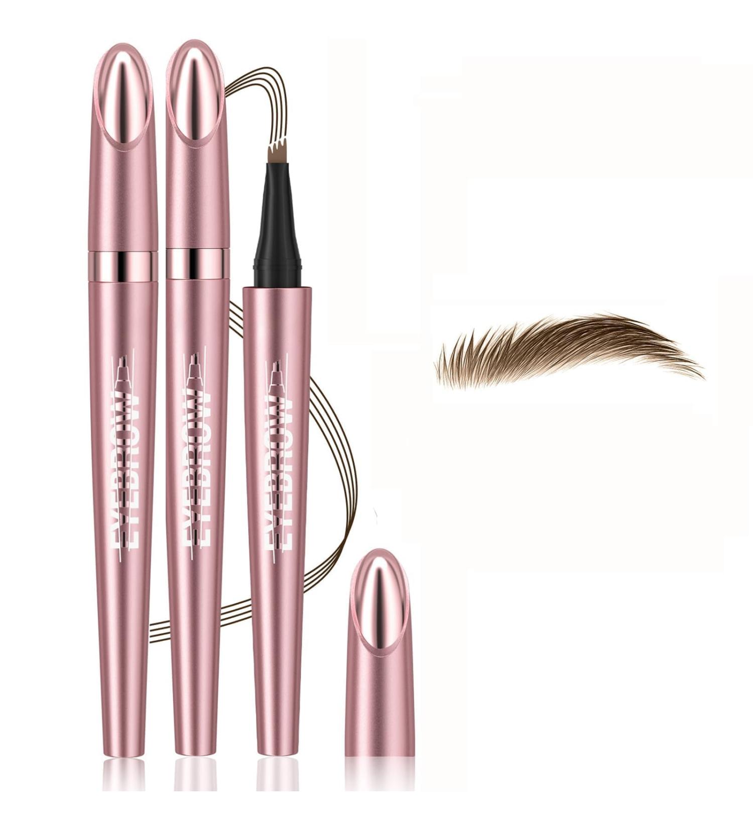 2024 New Magic Dark Brown Eyebrow Pencil - 3D 4 Fork Tip Eyebrow Pen Microblading Brow Pencil Precise Brow Pen Makeup 24 Hours Water-proof & Smudge-proof Natural Fine Stroke (01# Light Brown) - Buy Online on GoSupps.com