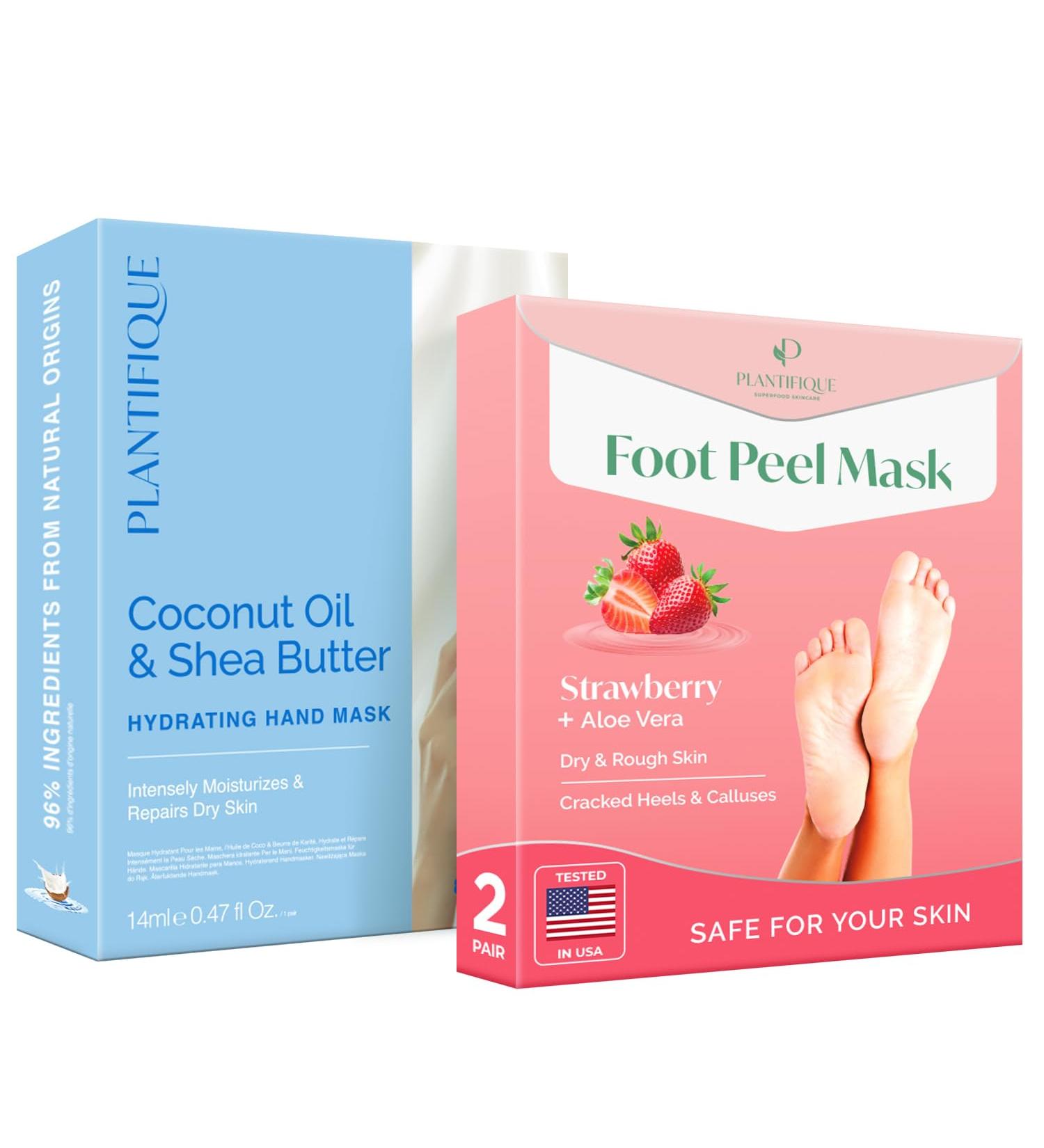PLANTIFIQUE Masque Hydratant Mains Cr me R paratrice Peau S che Soin Nourrissant Vegan - 4 Gants & Masque Pied Peeling Fraise - Chaussette Exfoliante Pieds tr s Secs et Ab m s - 2 PAIRES - Buy Online on GoSupps.com