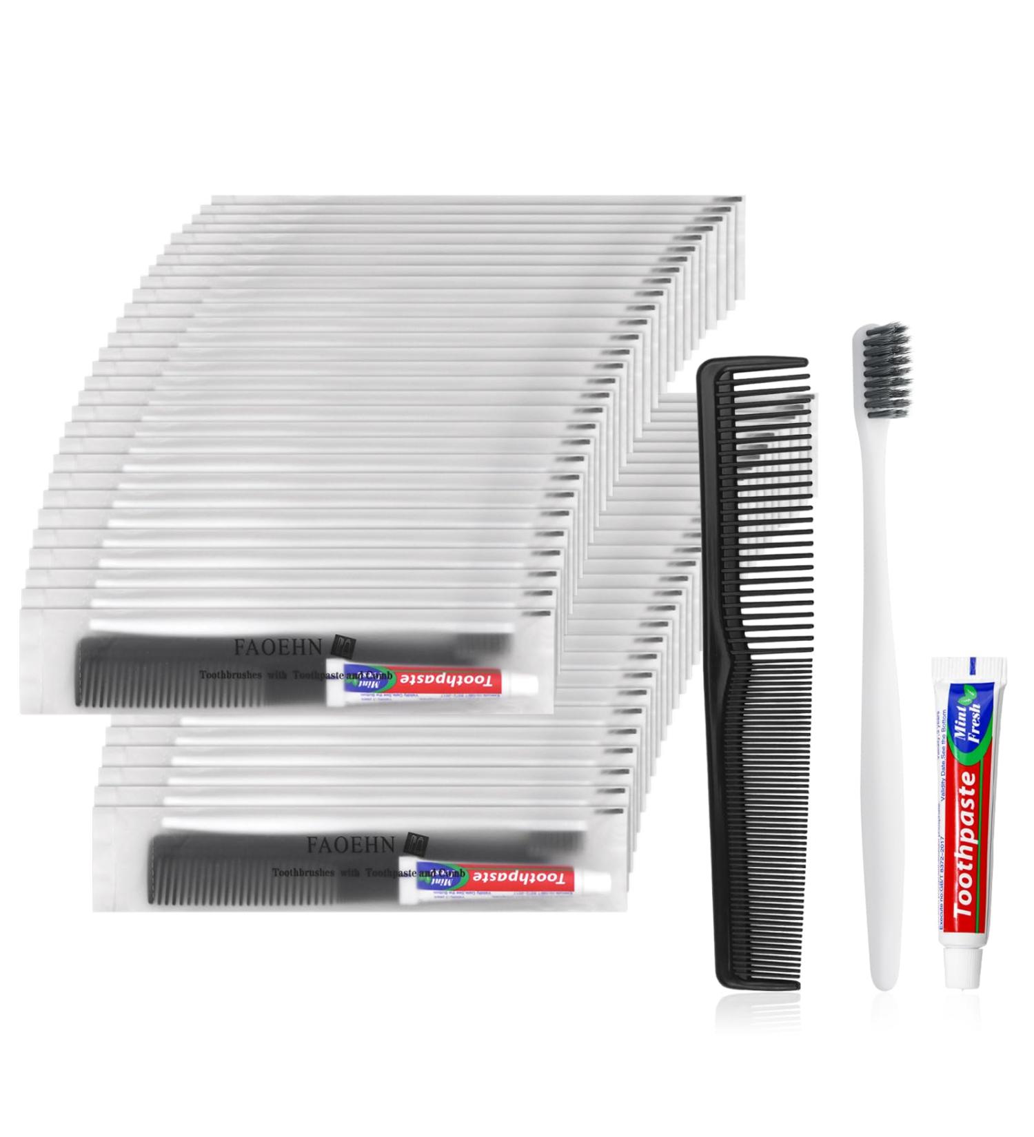White Disposable Toothbrush Set with Toothpaste & Comb - Travel-Friendly Individually Wrapped for Hotels Airbnb & Charity Perfect for Homeless & On-the-Go - Buy Online on GoSupps.com