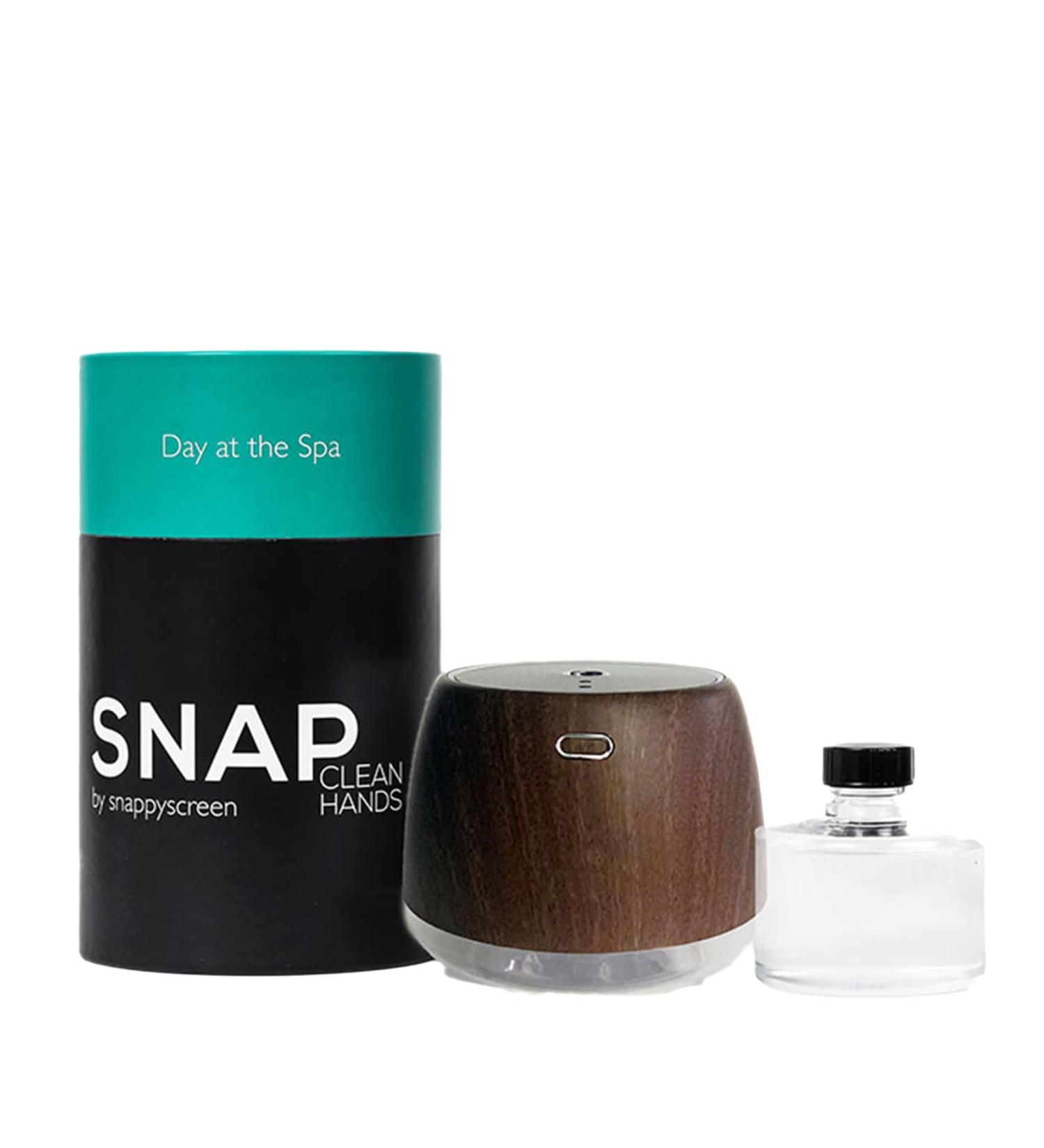 SnappyScreen SNAP Wellness Touchless Mist Hand Sanitizer Device - Woodgrain + Cartridge - Day at the Spa (Cucumber Honey and Sweet Aromatherapies) - Buy Online on GoSupps.com