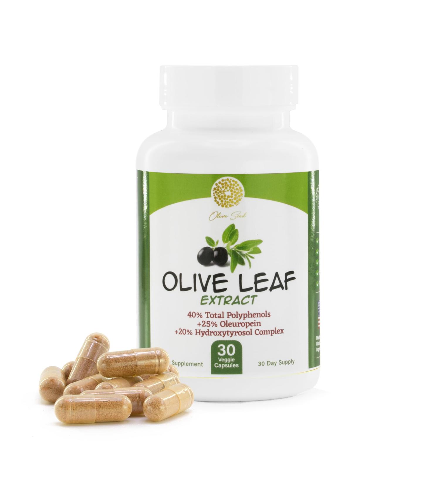 Olive Leaf Extract - 500mg - Supplement Standardized to 25% Oleuropein - 20% Hydroxytyrosol - 40% Polyphenols - Non-GMO + Gluten Free + Dairy Free + Soy Free + Vegan (30 Capsules) - Buy Online on GoSupps.com