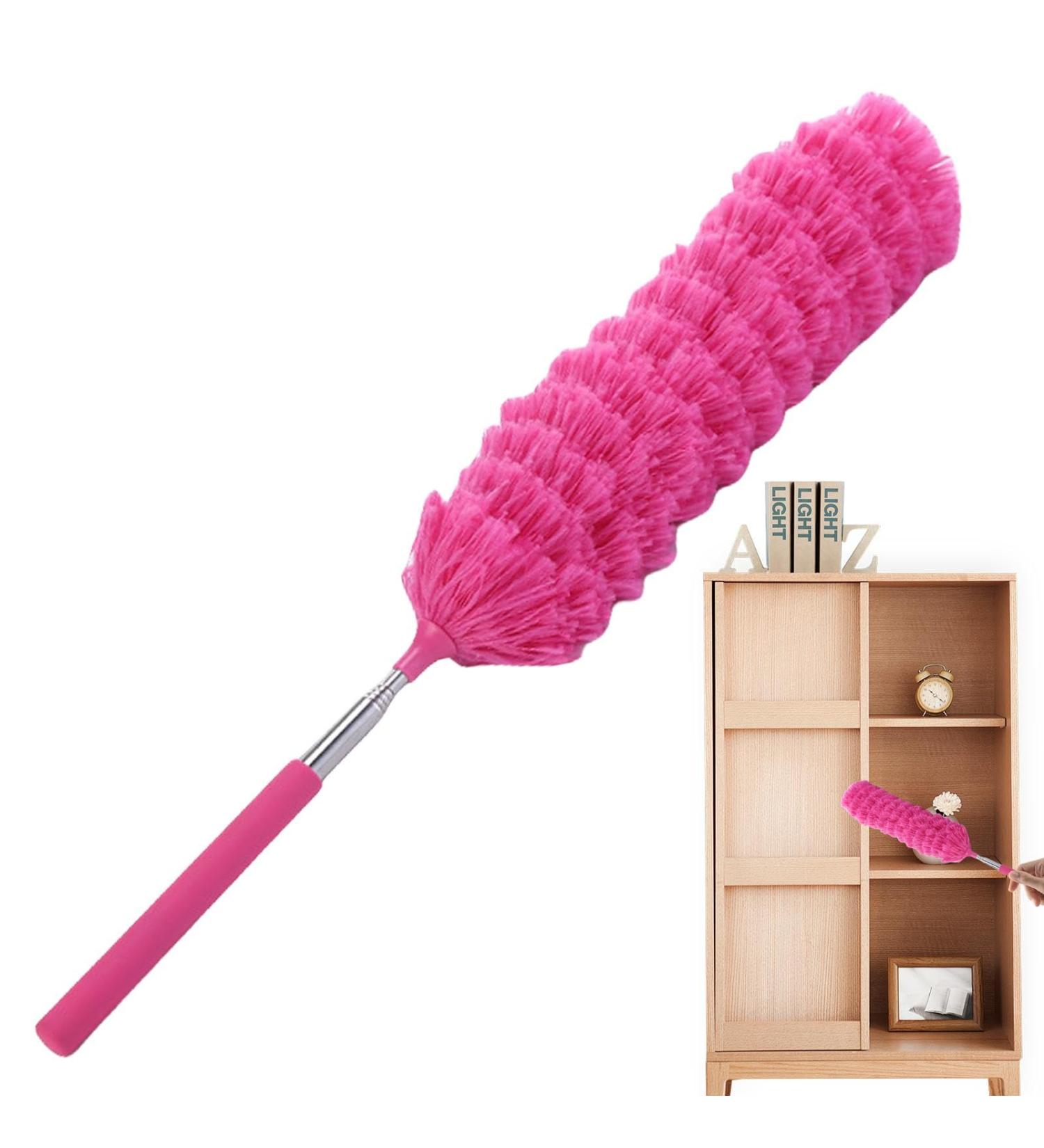 Extendable Duster | Cobweb Duster with Telescoping Pole Flexible Spider Web Brush Reusable Fiber Duster Ergonomic Cleaning Tool for Furniture Car Cobweb Hot Pink - Buy Online on GoSupps.com