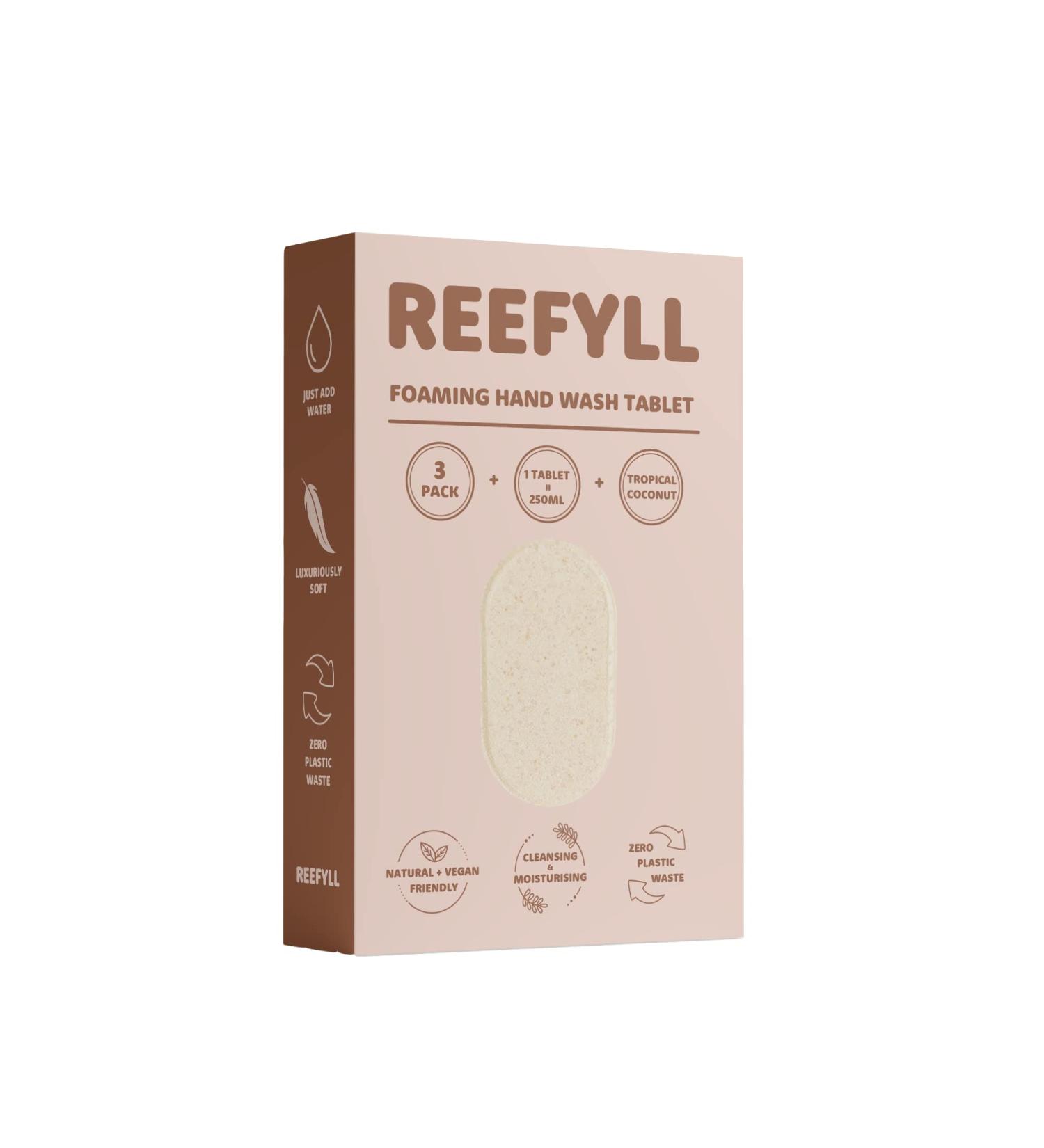 Plastic-Free Foaming Hand Soap Refill Tablets - Tropical Coconut Scent - Dissolvable Hand Wash Pods (3 Pack) - Eco-Friendly International Shipping - Buy Online on GoSupps.com