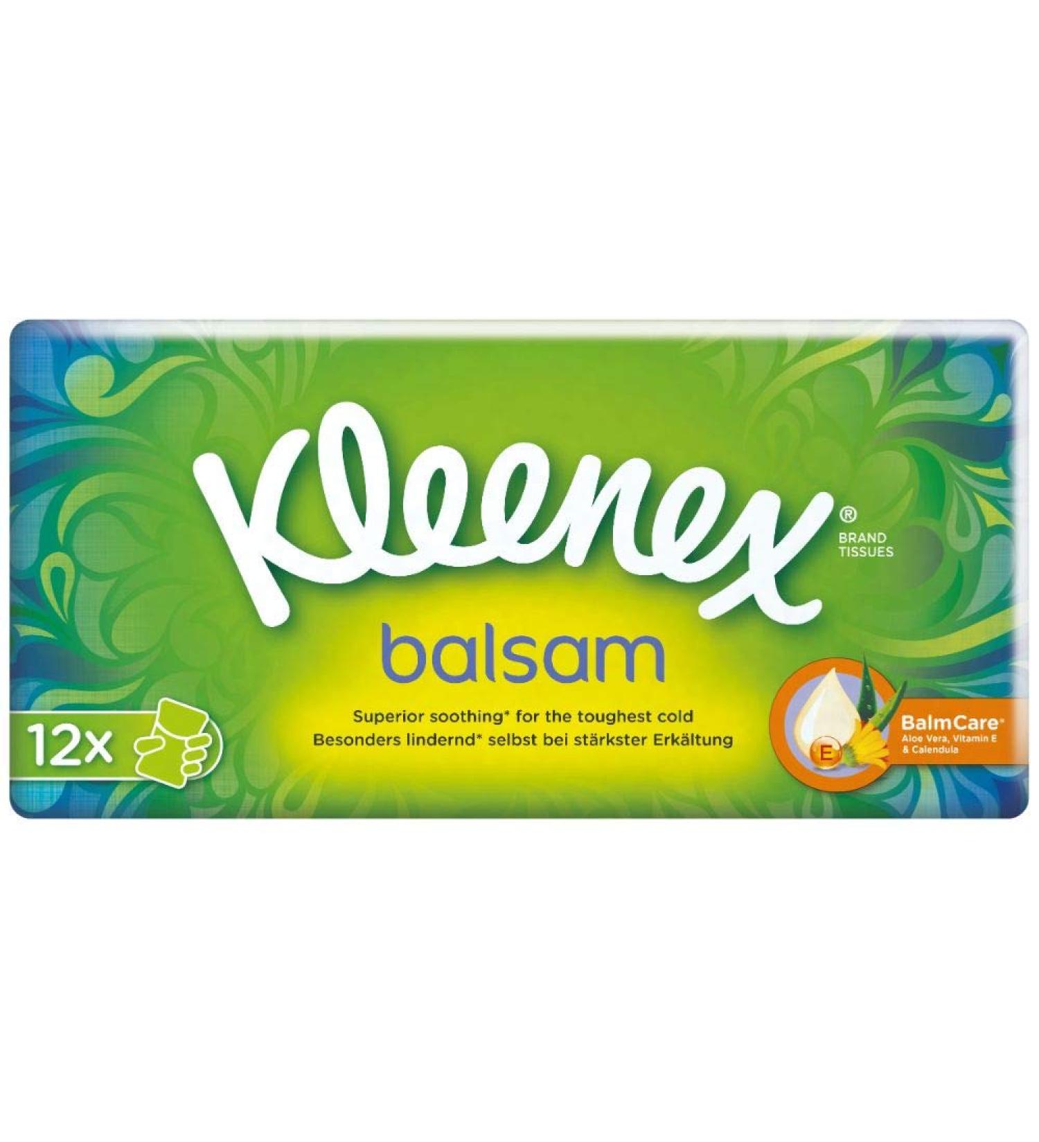 Kleenex 4-Layer Balm Handkerchiefs for Colds & Allergies - 108 Tissues in 16 x 12 Packs | Ideal for Sensitive Skin - Buy Online on GoSupps.com