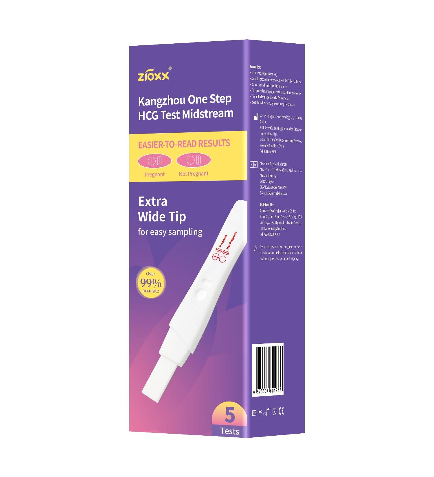 Zioxx One Step Pregnancy Test Early Result hCG Midstream Test Kits Value Pack of 5 Counts - Buy Online on GoSupps.com