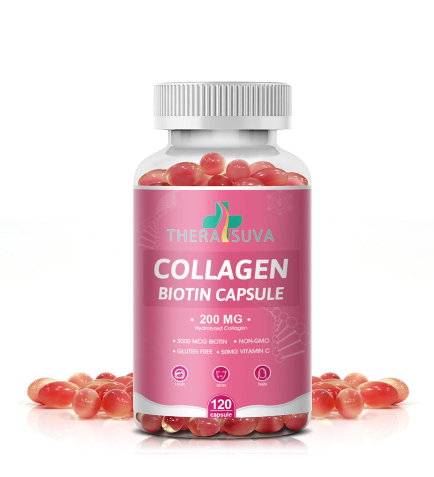 Multi Collagen Complex 200MG + Biotin 3000MCG + Vitamin C 50MG - Promotes Healthy Hair Beautiful Skin and Nail Support! 120 Capsules 60 Day Supply - Buy Online on GoSupps.com