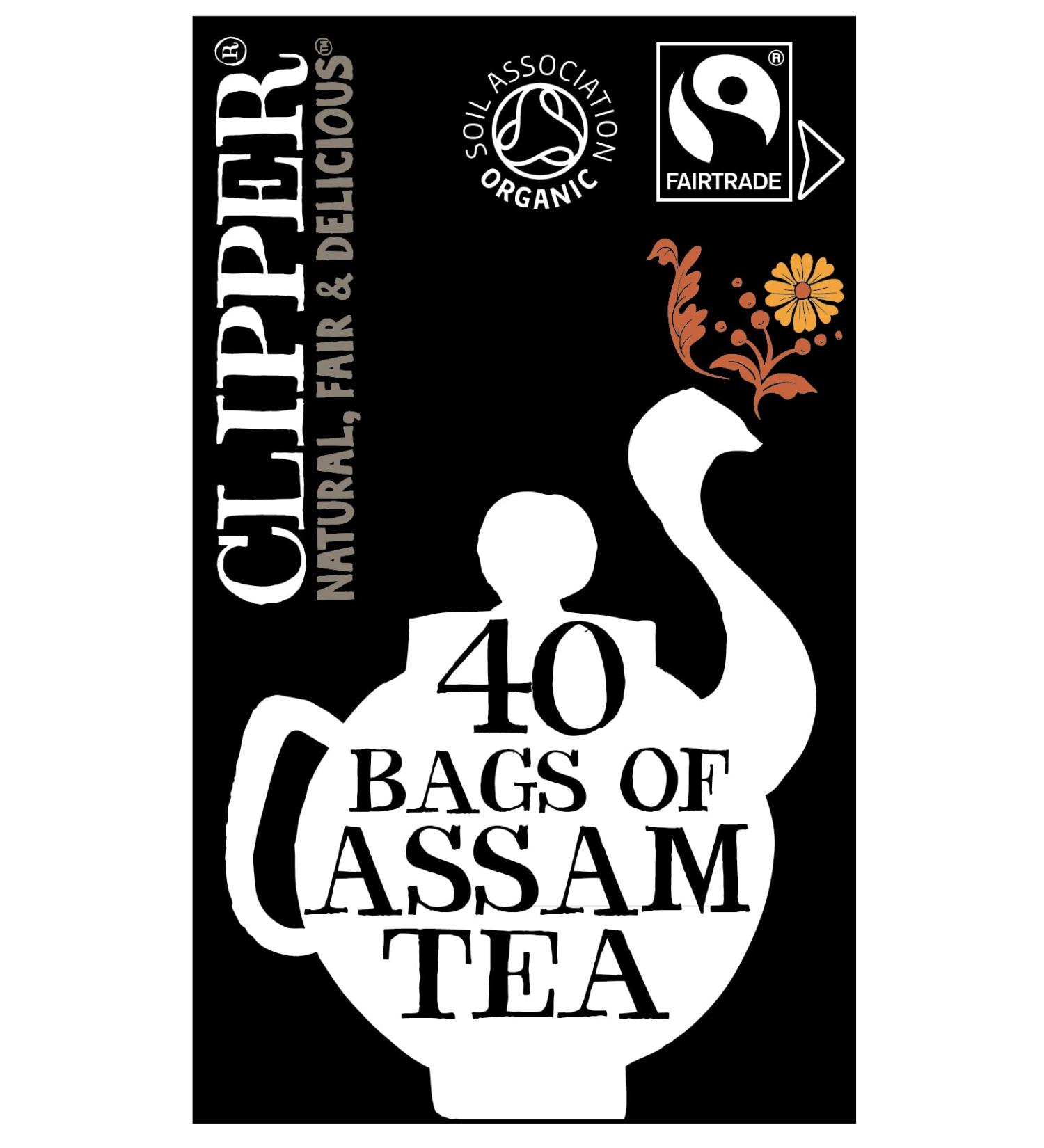 Clipper Tea Fairtrade Organic Assam 40 Tea Bags - Set of 6 (240 Teabags) | Organic, Fairtrade, Plastic-Free & Biodegradable - Buy Online on GoSupps.com