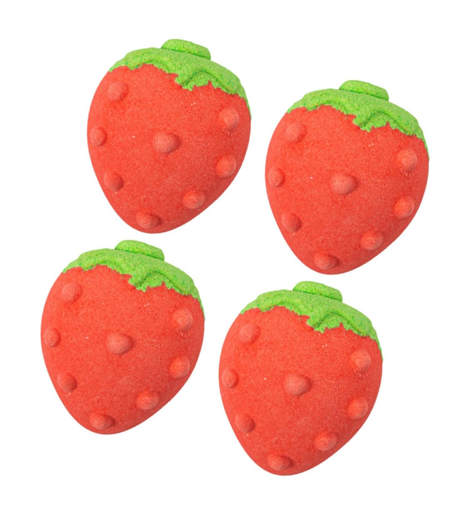 4pcs Strawberry Bath Ball - Natural Foaming Bath Salt with Essential Oils | Cute & Relaxing Bathing Experience - Buy Online on GoSupps.com