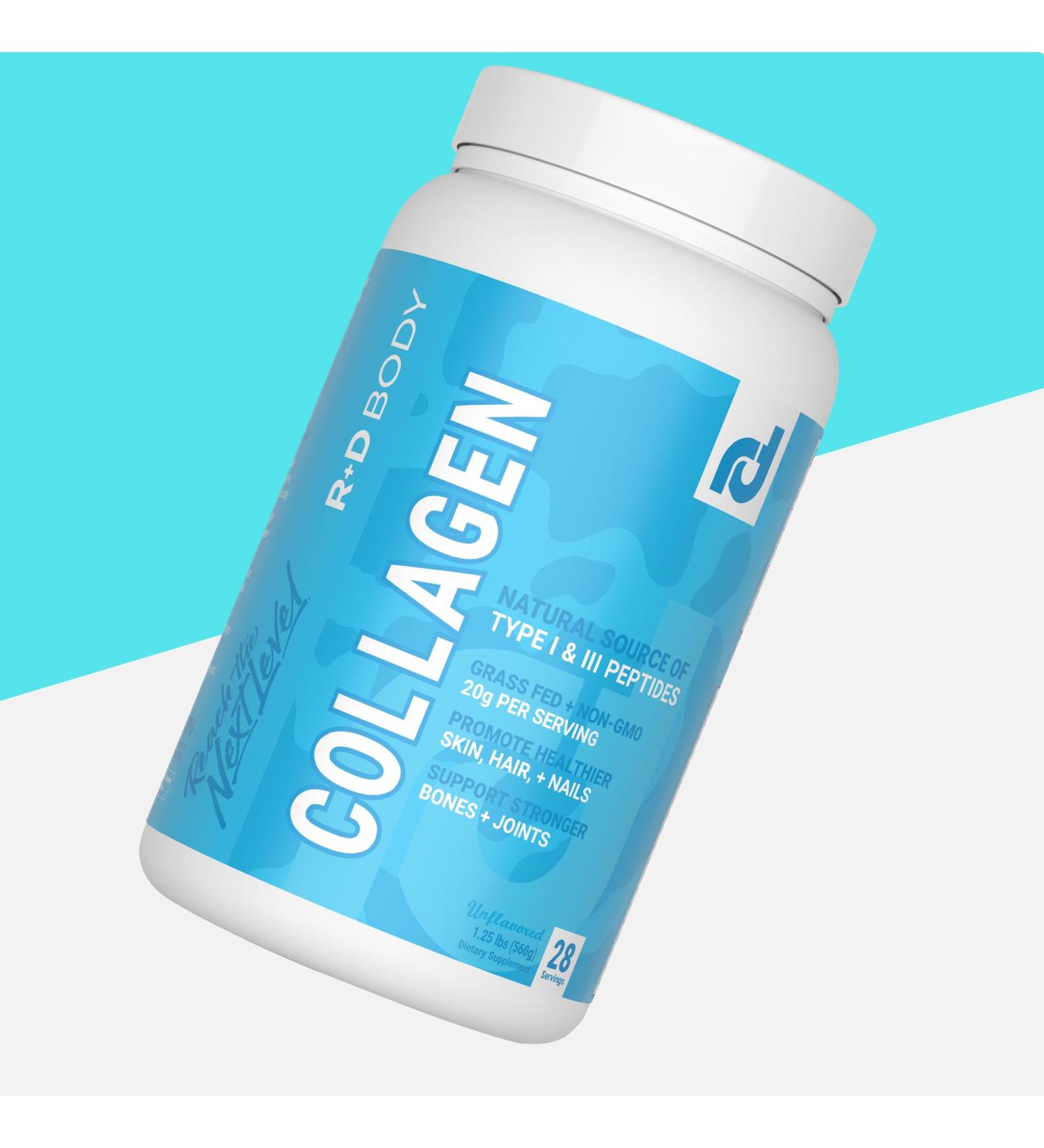 R&D Body Natural Hydrolyzed Collagen Supplement - Grass-Fed Type I & III Peptides Gluten-Free Unflavored Supports Skin Hair Nails Joints - 28 Servings - Buy Online on GoSupps.com