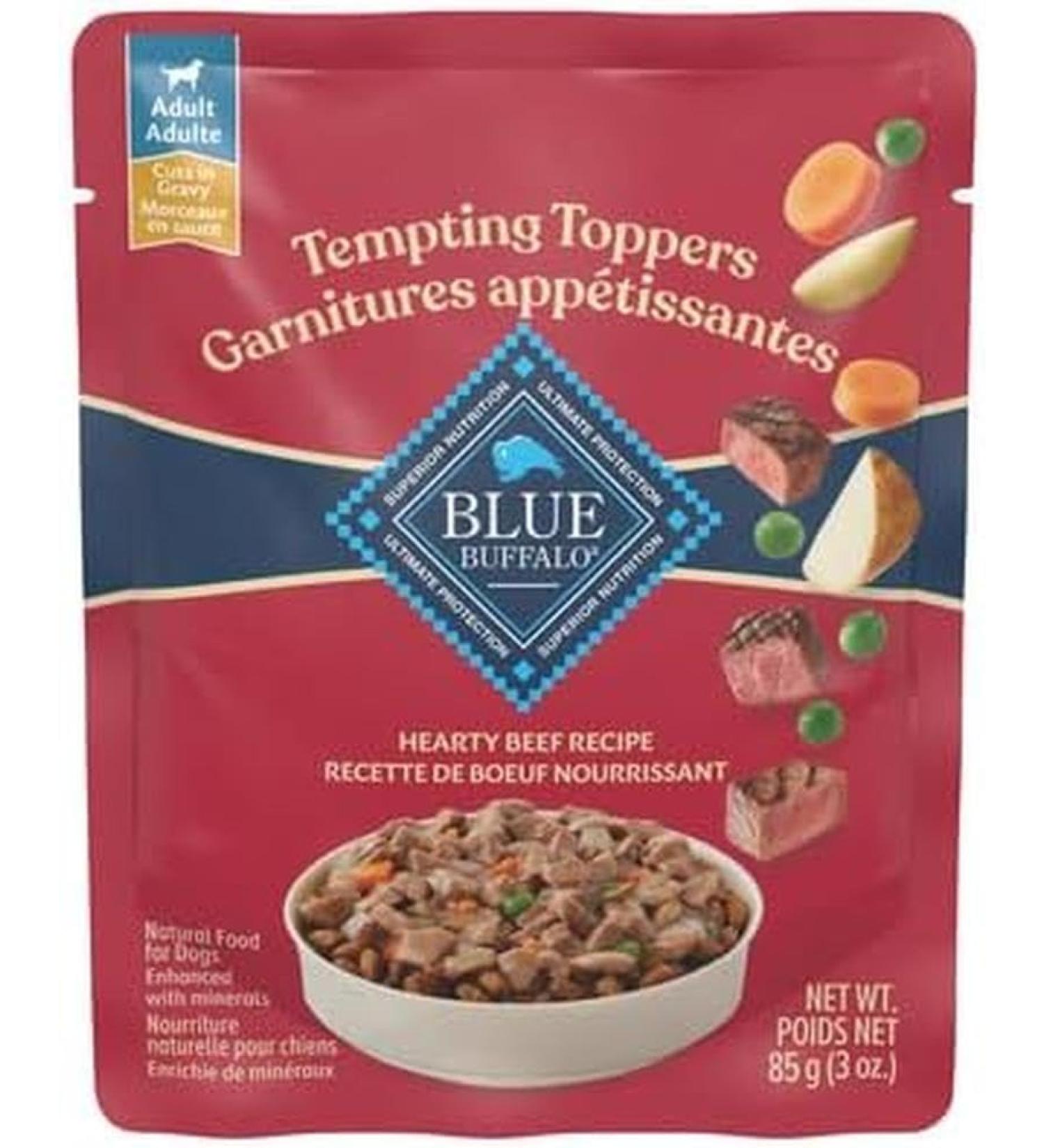 Blue Buffalo Tempting Toppers Dog Wet Food Beef 3oz Pouch (Case of 24) Pack of 24 Beef