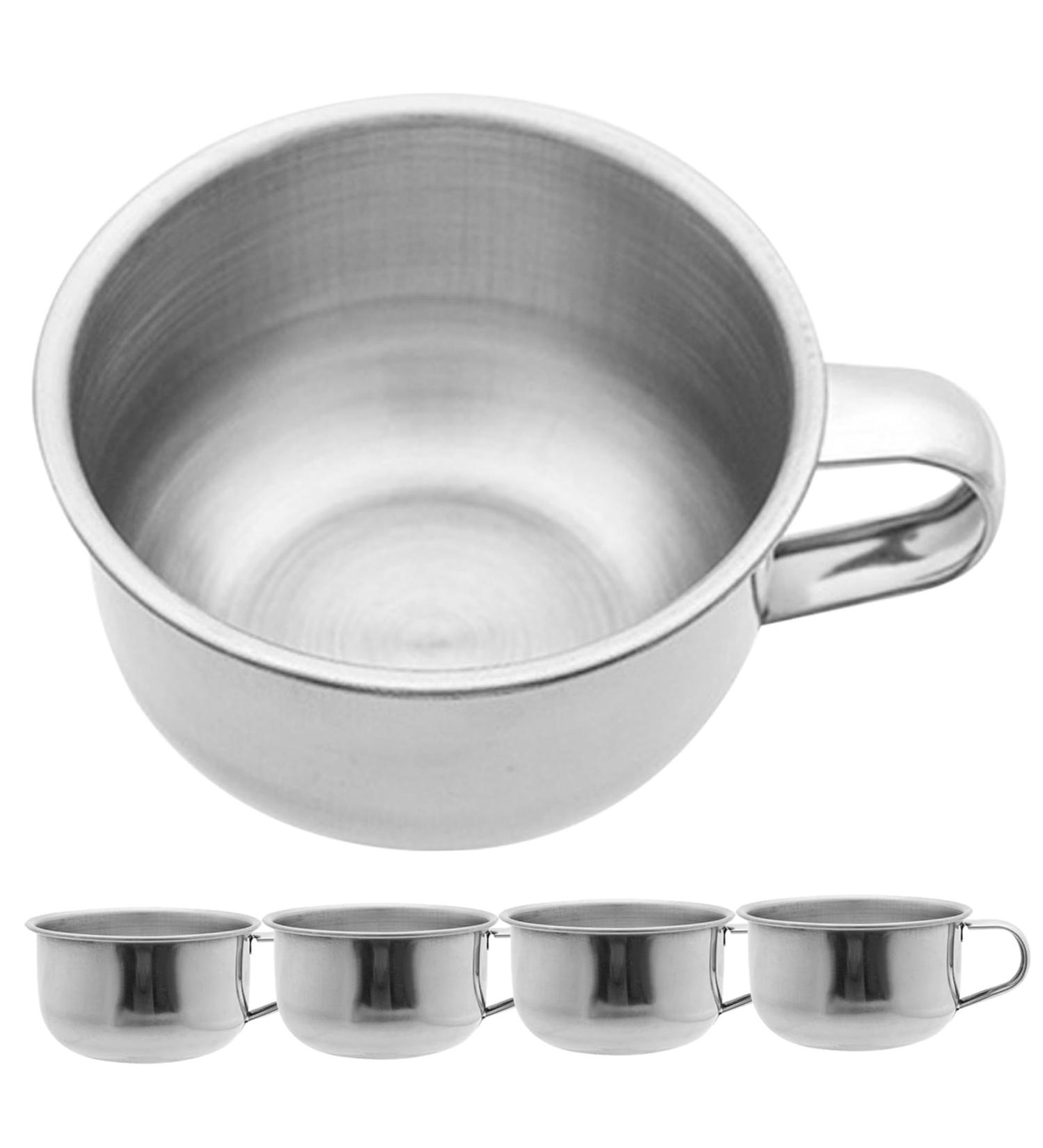Porgeel 5pcs Stainless Steel Shaving Bowl Set - Durable Mug with Handle for Home & Barber Shop Use - Shaving Soap Bowl 4.3 x 2 - Buy Online on GoSupps.com