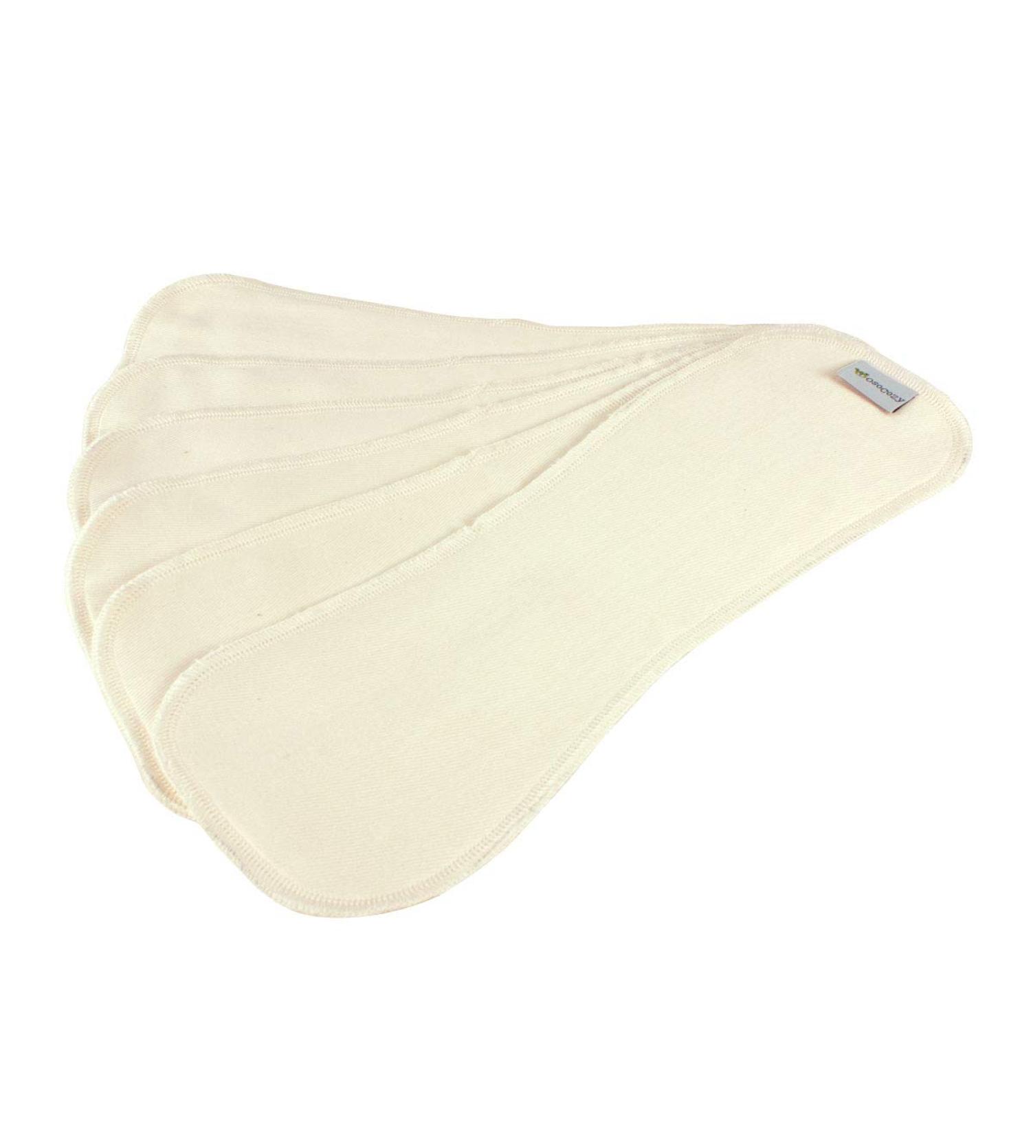 OsoCozy Bamboo-Organic Cotton Blend Contoured Cloth Diaper Inserts 6 Pack - Size 2 (5x14 inches) - Baby 10-35 lbs, 6-Layered Hourglass Shaped Inserts - Buy Online on GoSupps.com